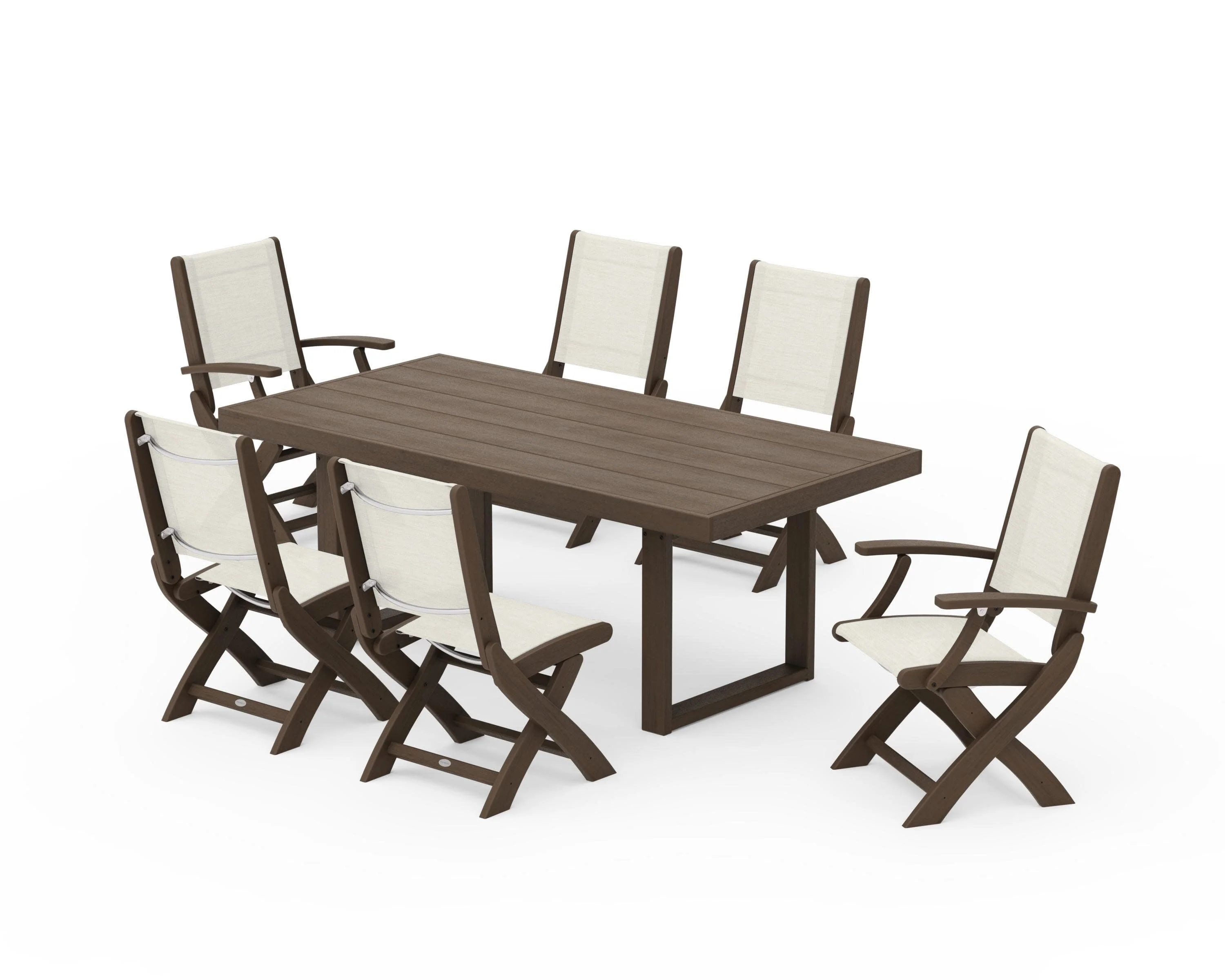 Coastal Folding Chair 7-Piece Dining Set with Trestle Legs - Image 142