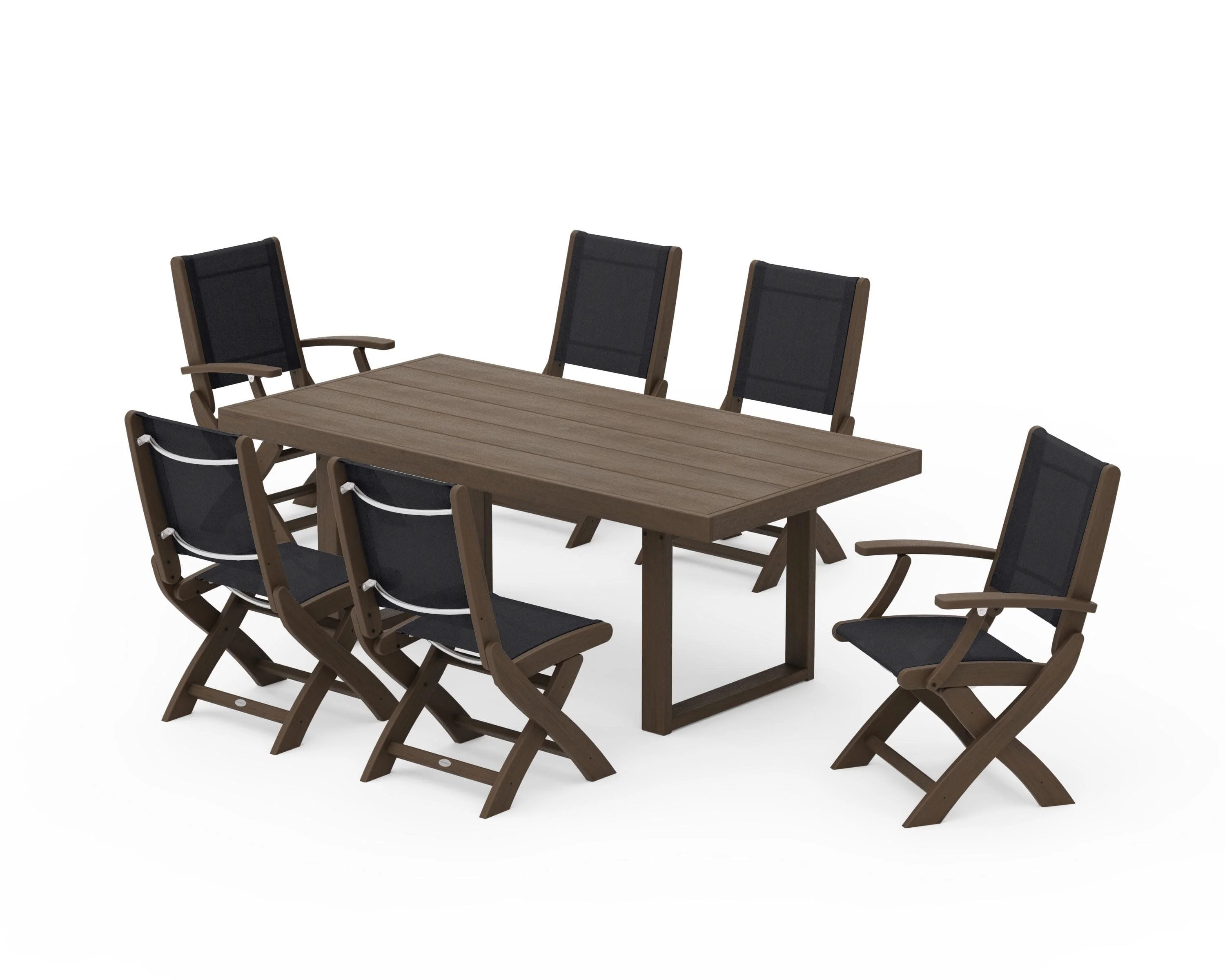 Coastal Folding Chair 7-Piece Dining Set with Trestle Legs - Image 153