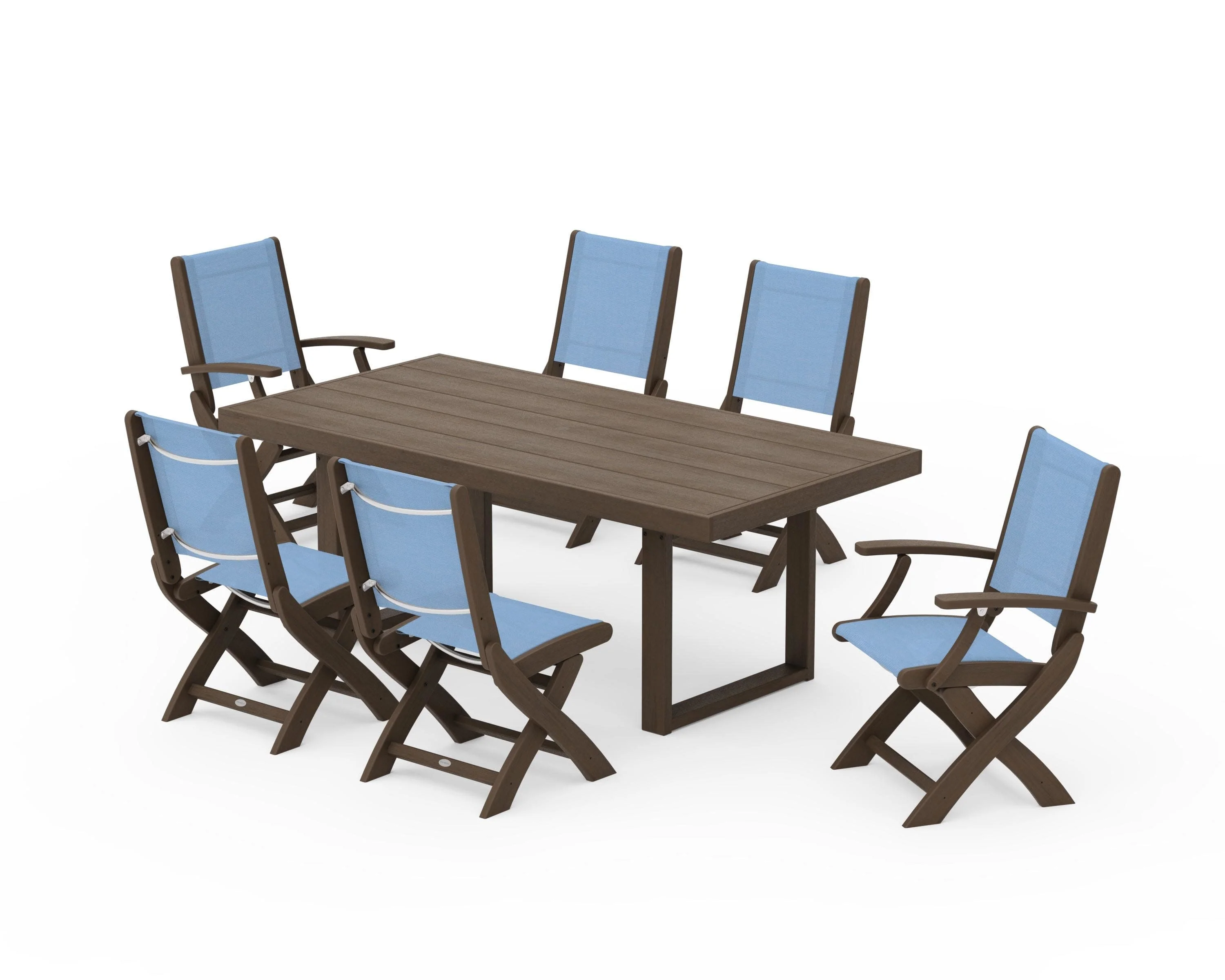 Coastal Folding Chair 7-Piece Dining Set with Trestle Legs - Image 156