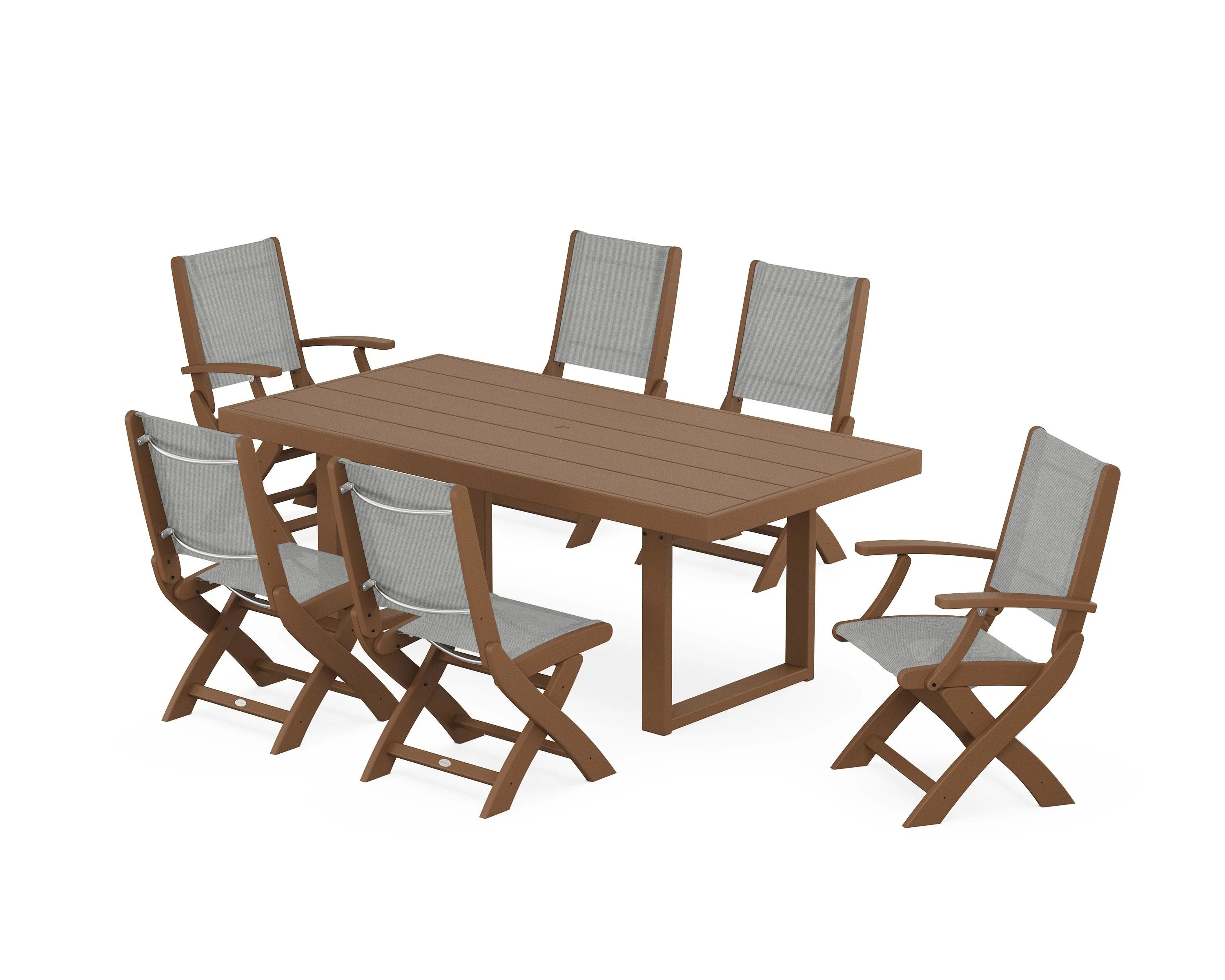 Coastal Folding Chair 7-Piece Dining Set with Trestle Legs - Image 16
