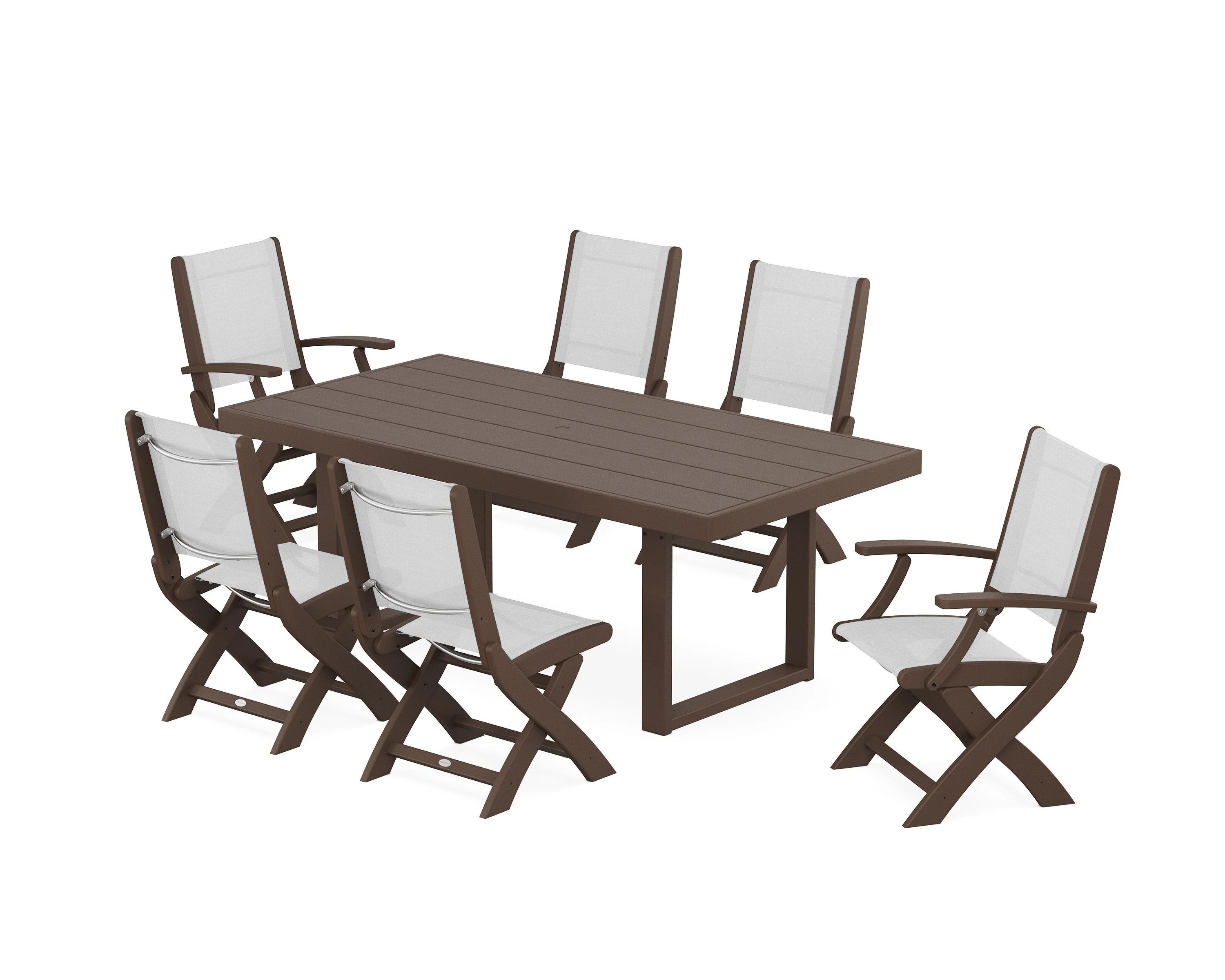 Coastal Folding Chair 7-Piece Dining Set with Trestle Legs - Image 21