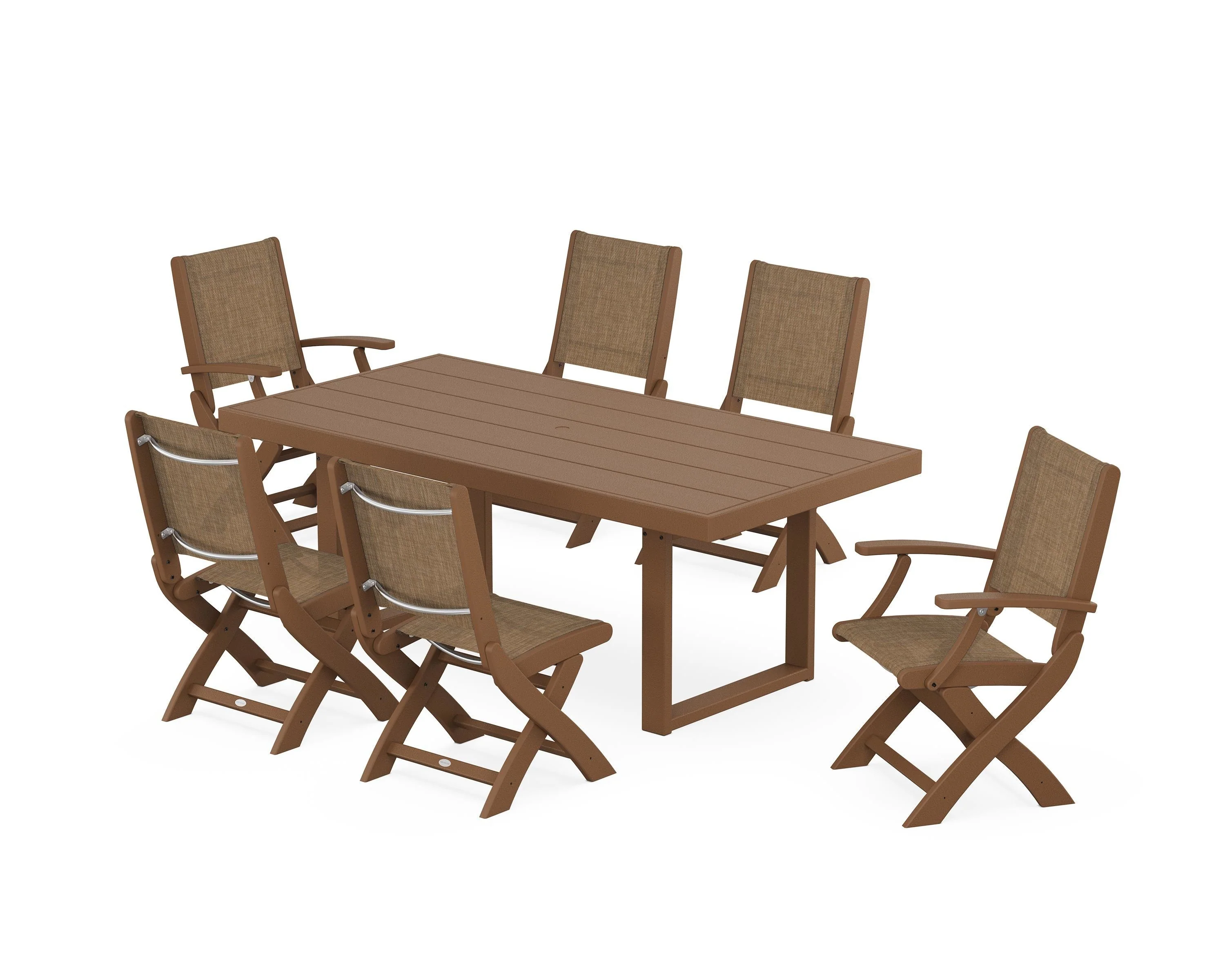 Coastal Folding Chair 7-Piece Dining Set with Trestle Legs - Image 22