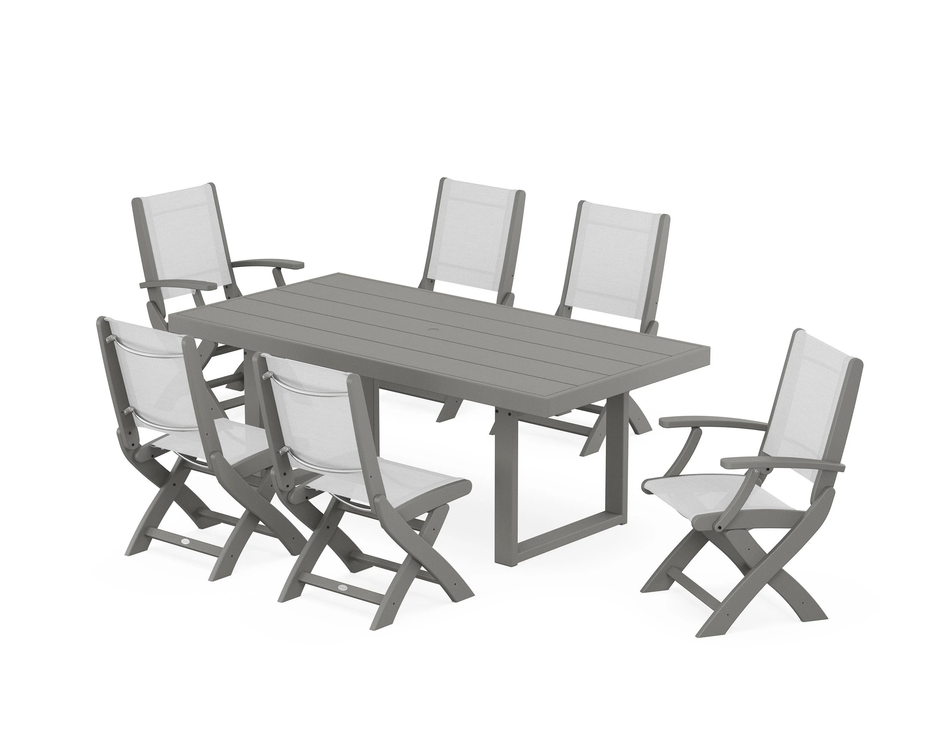 Coastal Folding Chair 7-Piece Dining Set with Trestle Legs - Image 28