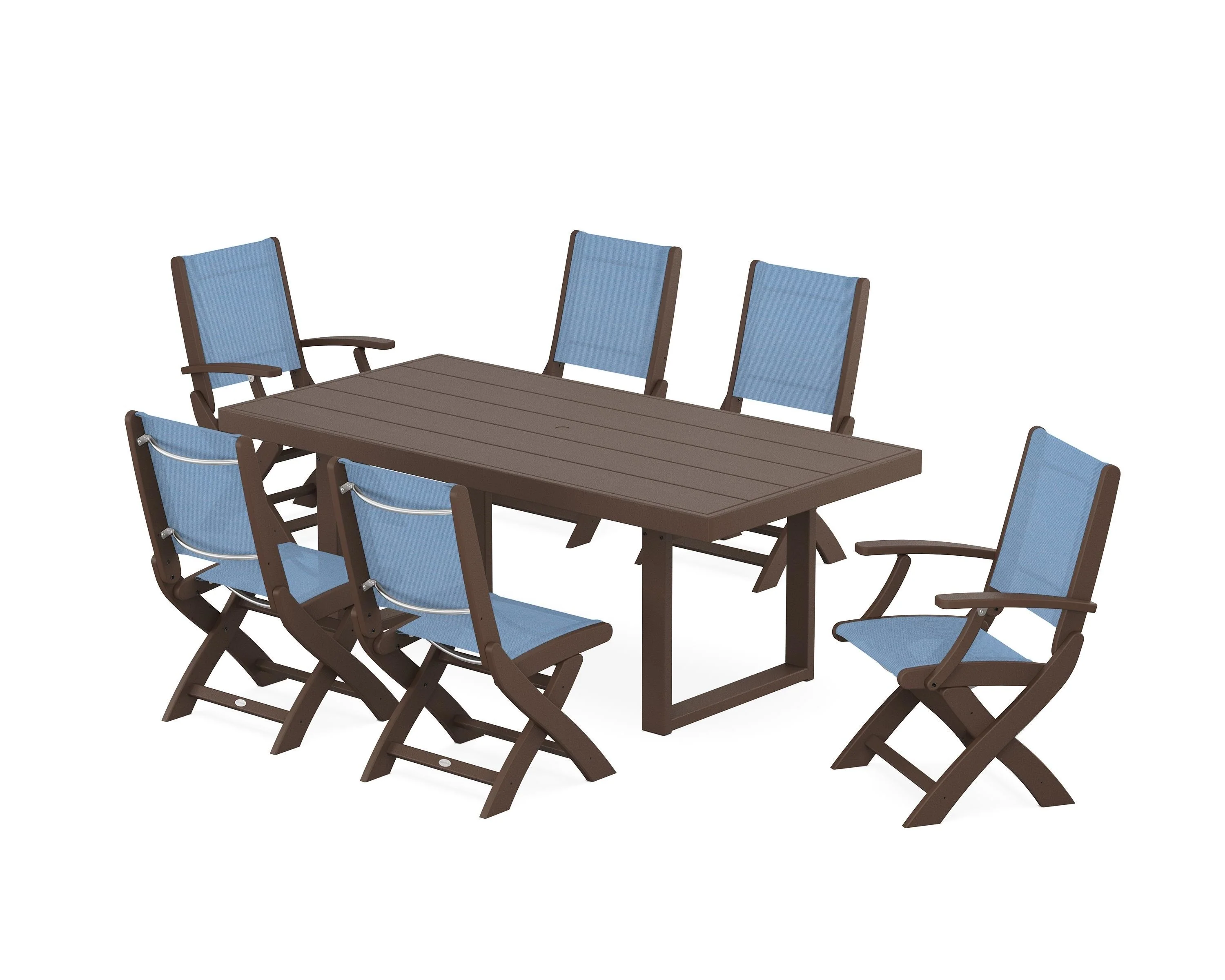 Coastal Folding Chair 7-Piece Dining Set with Trestle Legs - Image 47