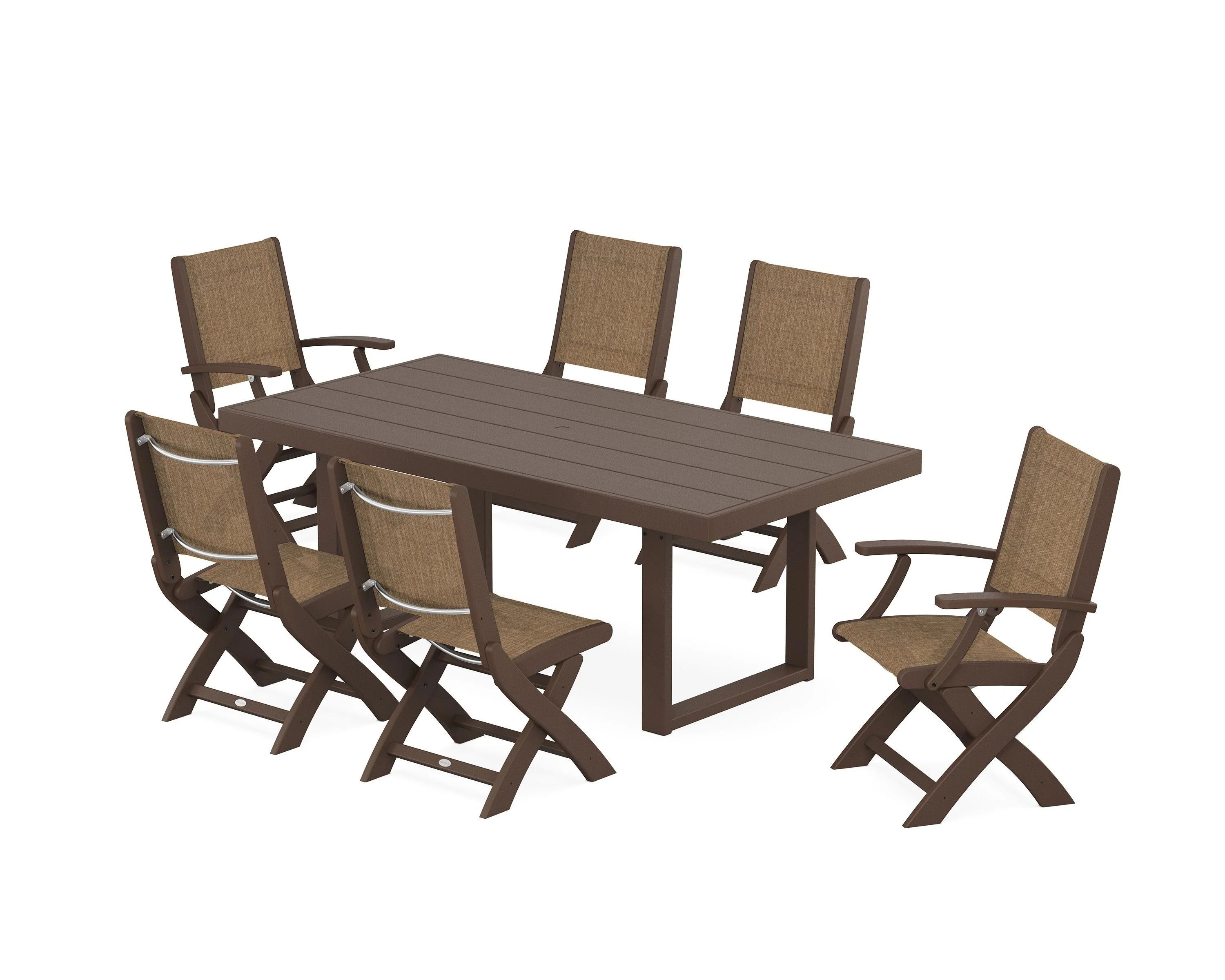Coastal Folding Chair 7-Piece Dining Set with Trestle Legs - Image 51