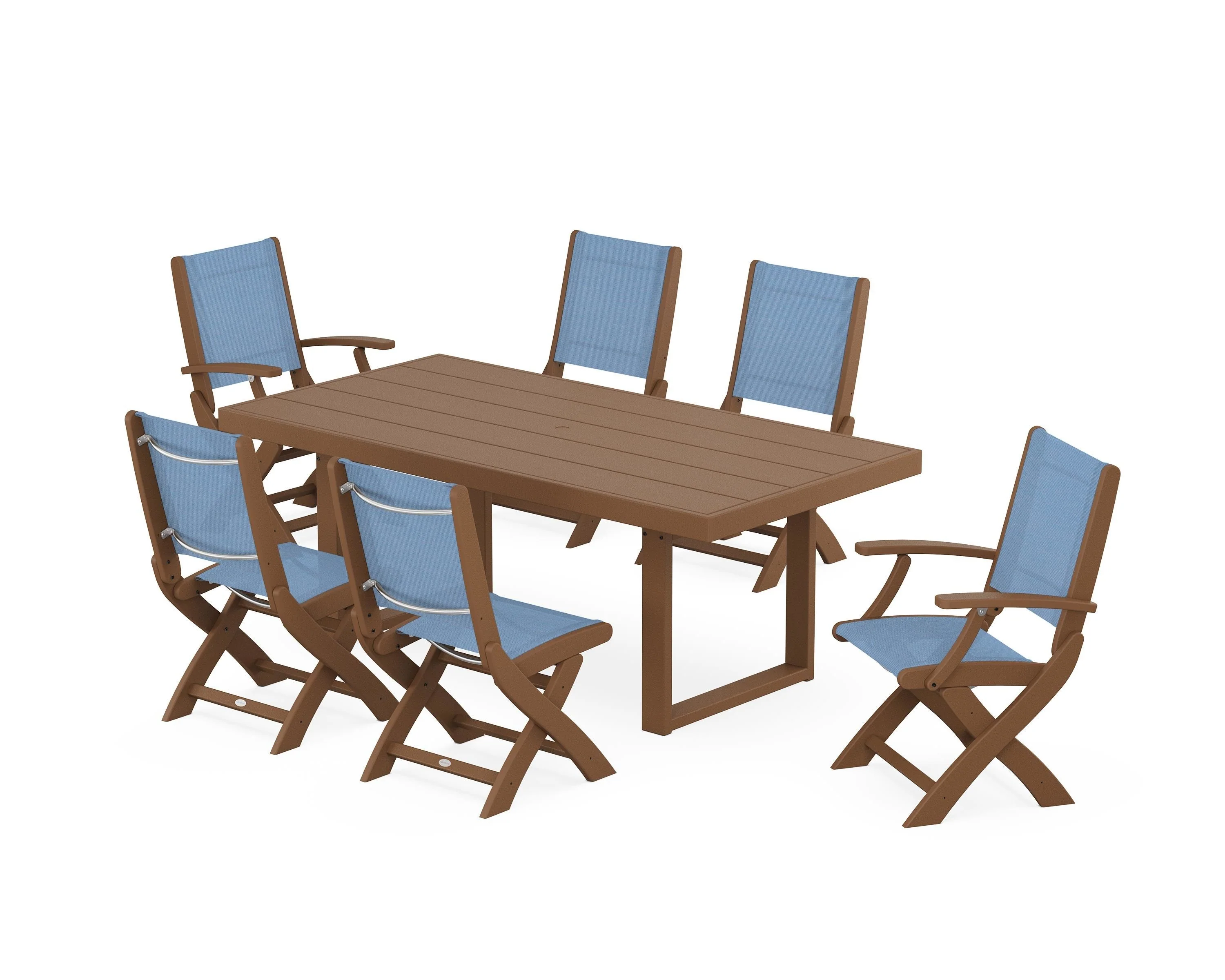 Coastal Folding Chair 7-Piece Dining Set with Trestle Legs - Image 57