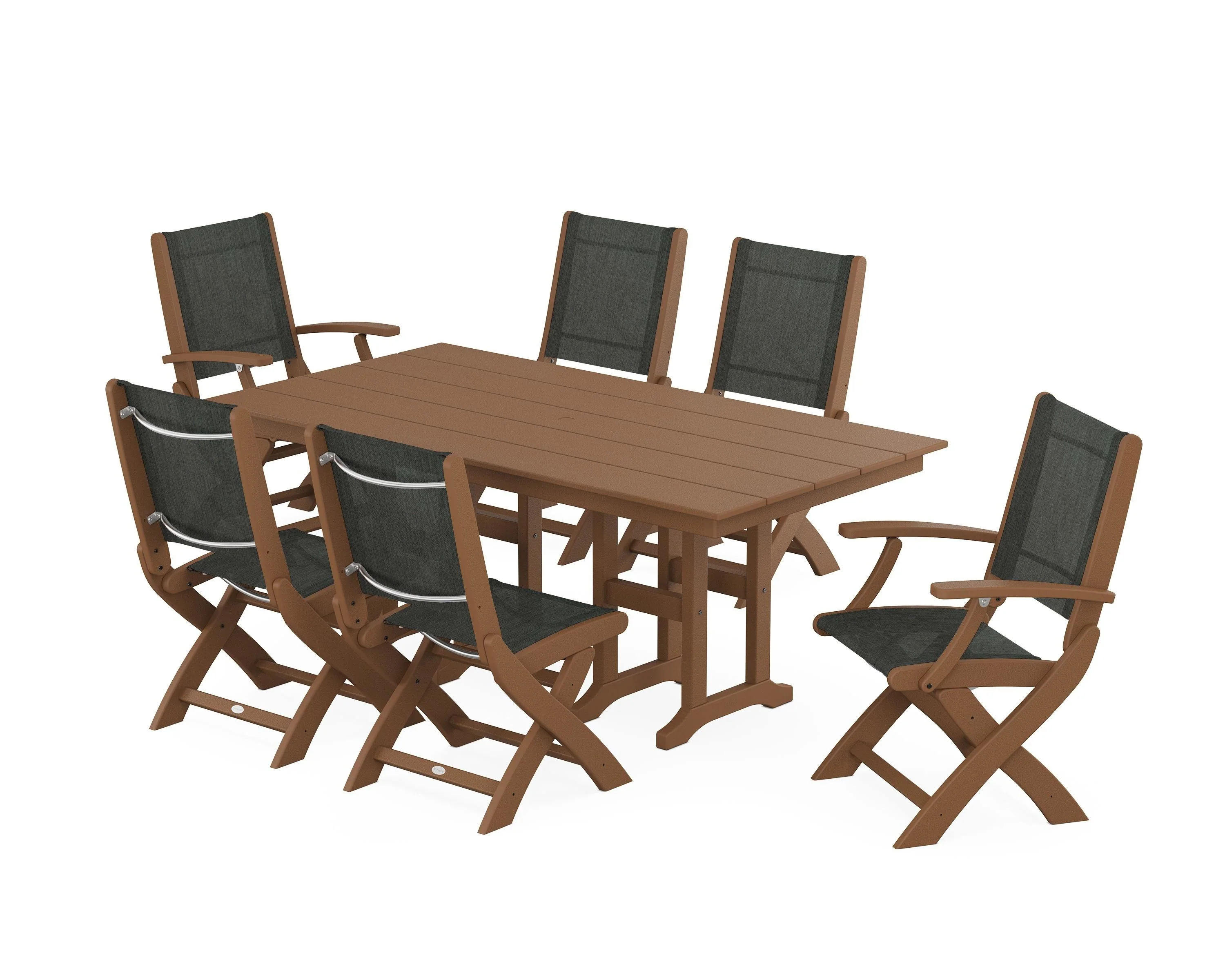Coastal Folding Chair 7-Piece Farmhouse Dining Set - Image 117