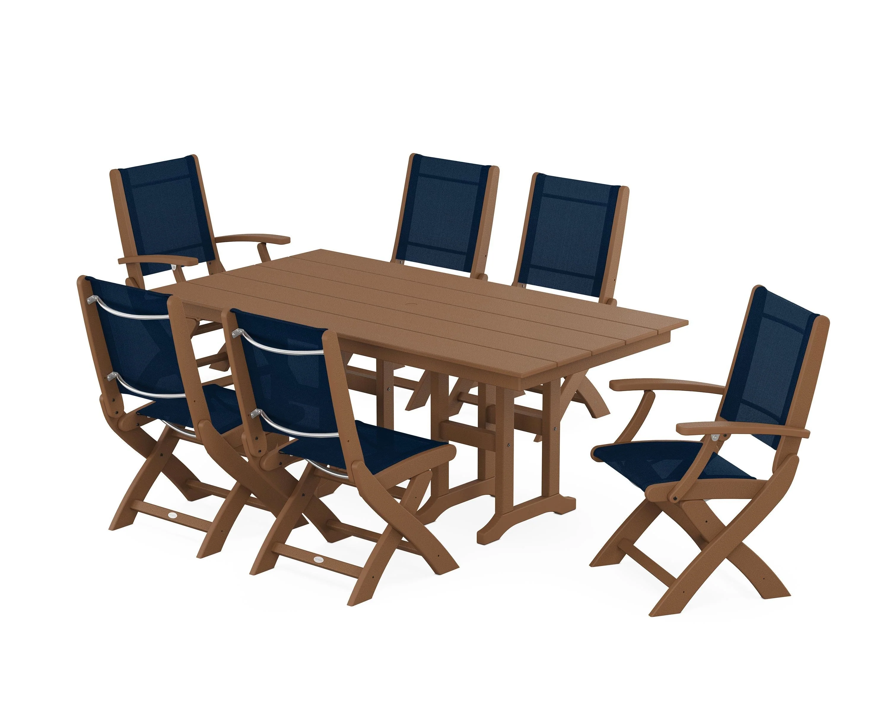 Coastal Folding Chair 7-Piece Farmhouse Dining Set - Image 14