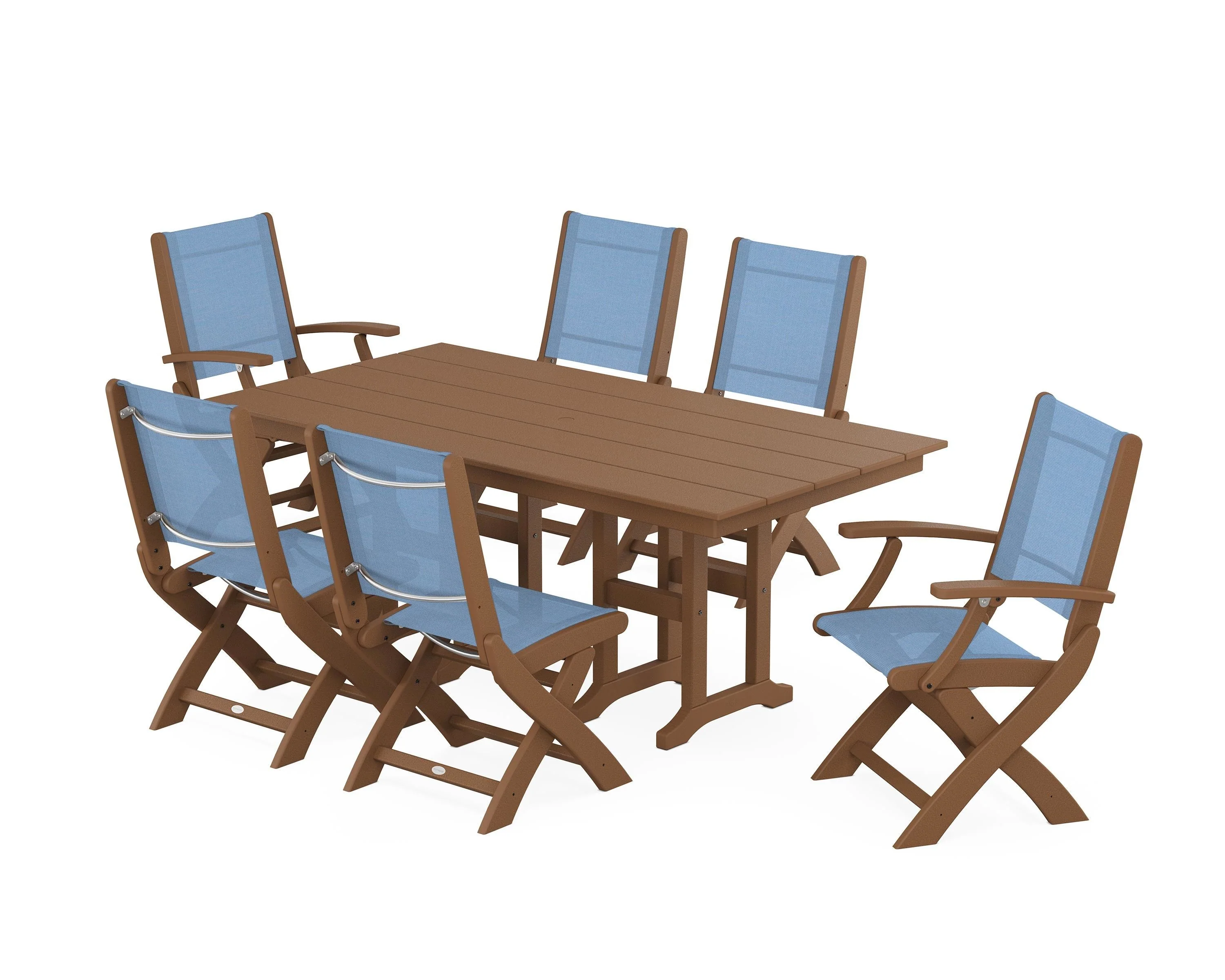 Coastal Folding Chair 7-Piece Farmhouse Dining Set - Image 15