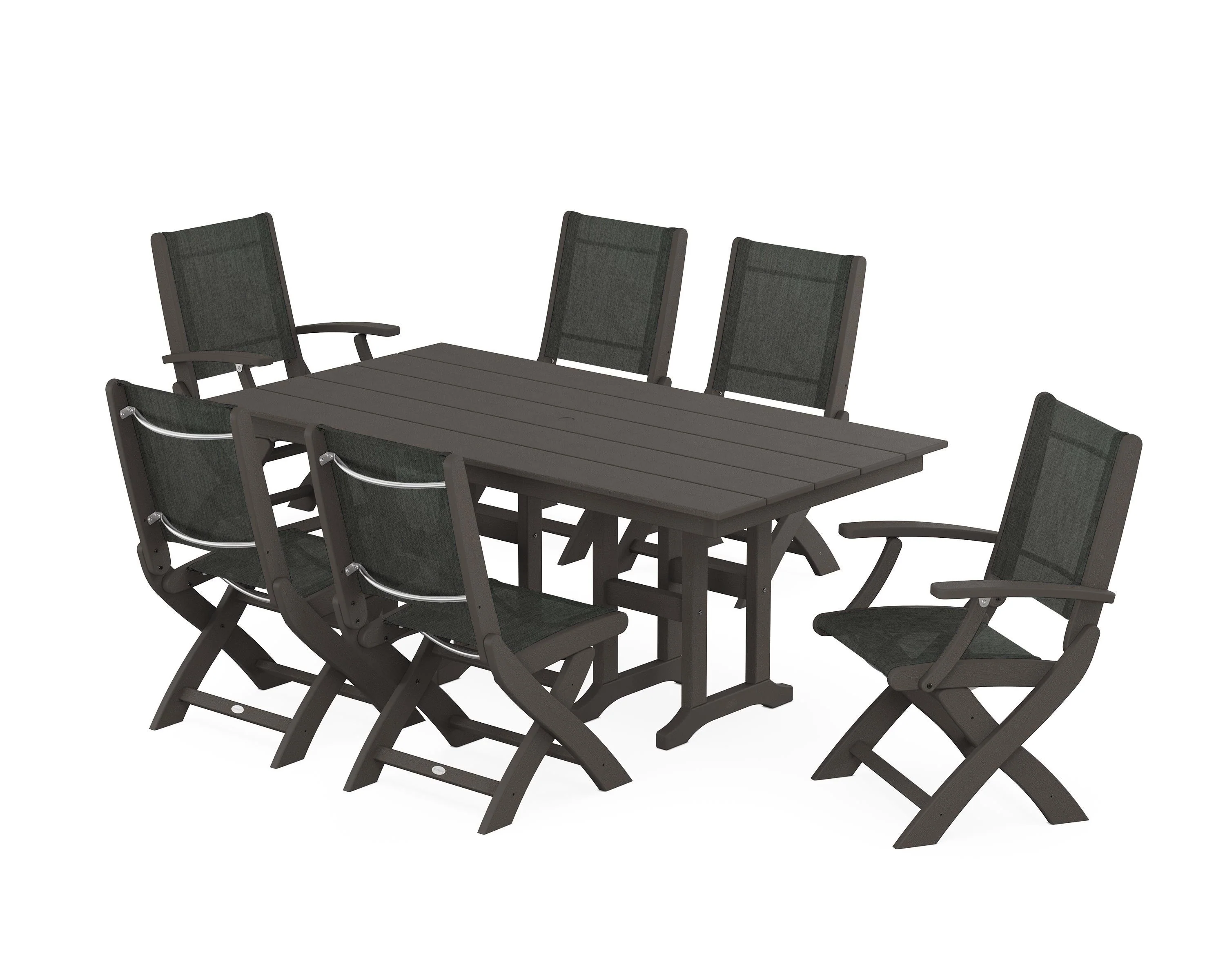 Coastal Folding Chair 7-Piece Farmhouse Dining Set - Image 20