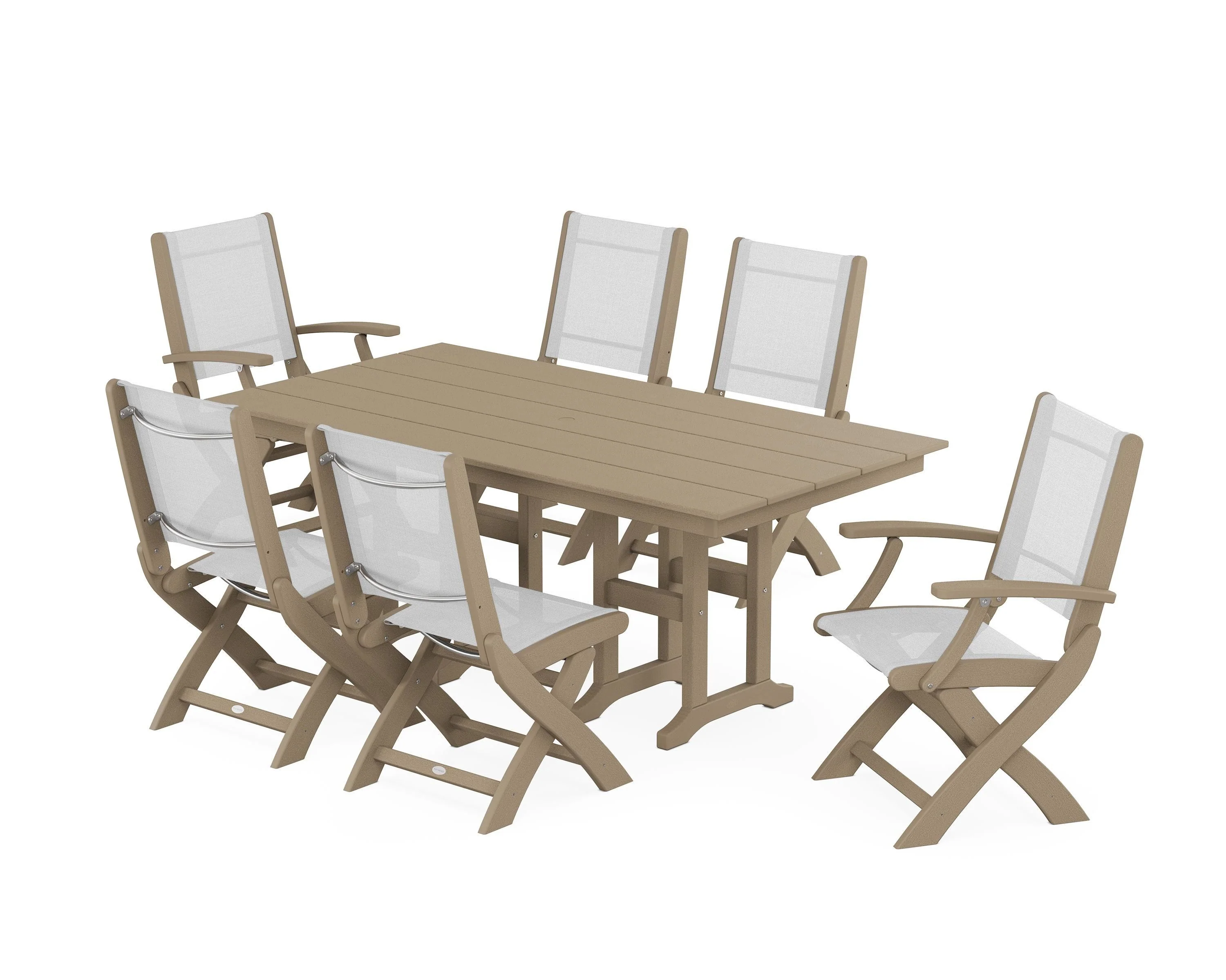 Coastal Folding Chair 7-Piece Farmhouse Dining Set - Image 29