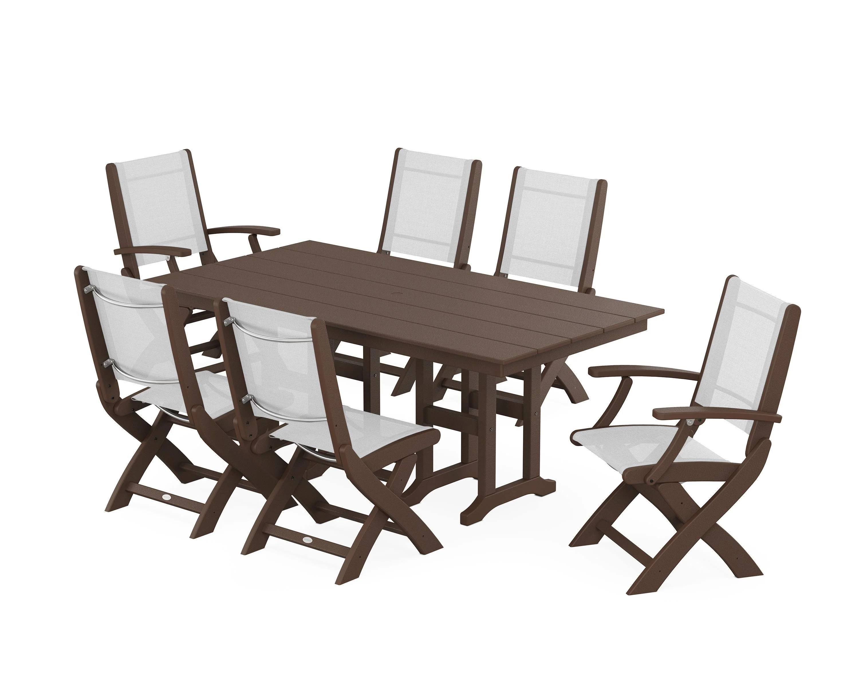 Coastal Folding Chair 7-Piece Farmhouse Dining Set - Image 35