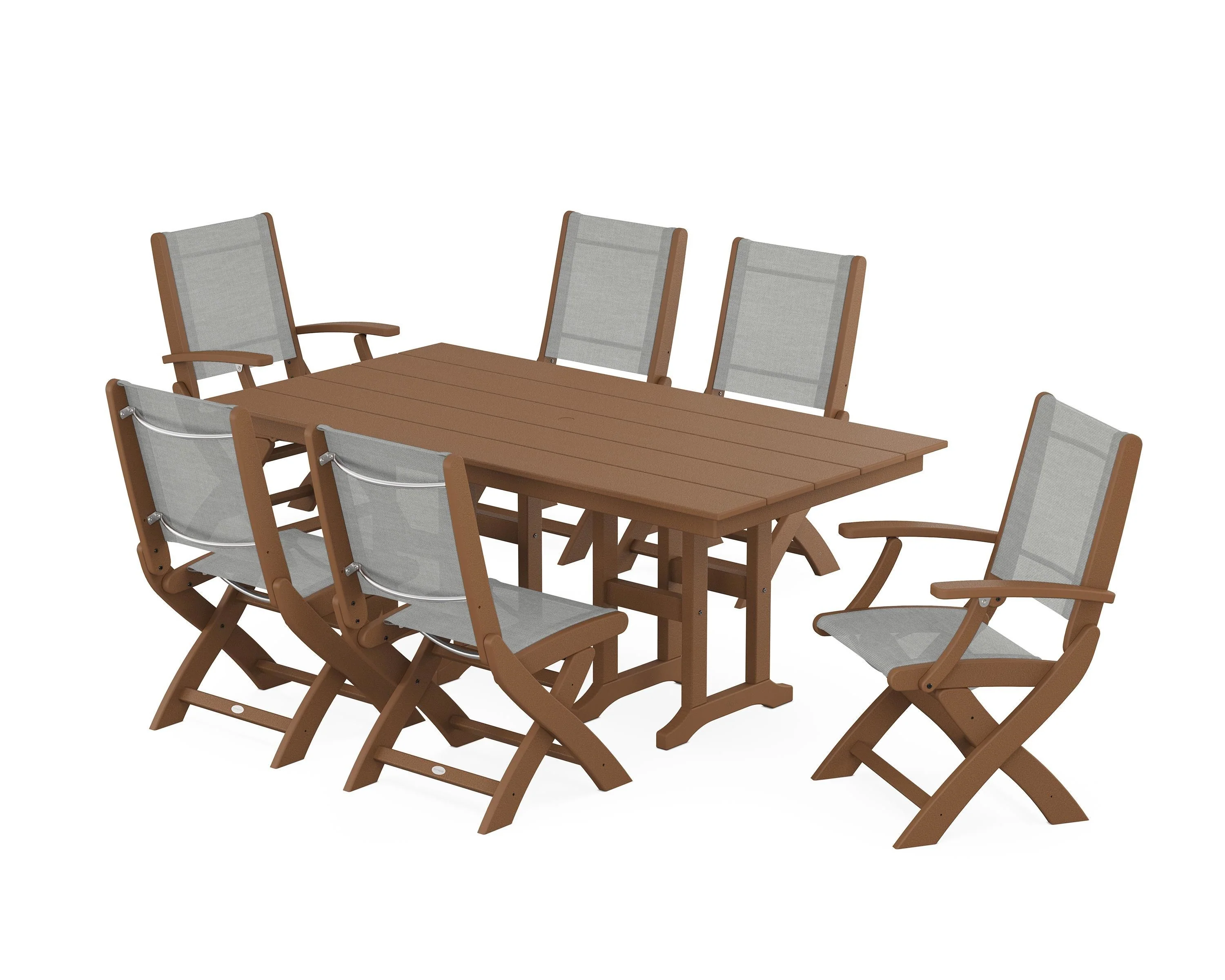 Coastal Folding Chair 7-Piece Farmhouse Dining Set - Image 43
