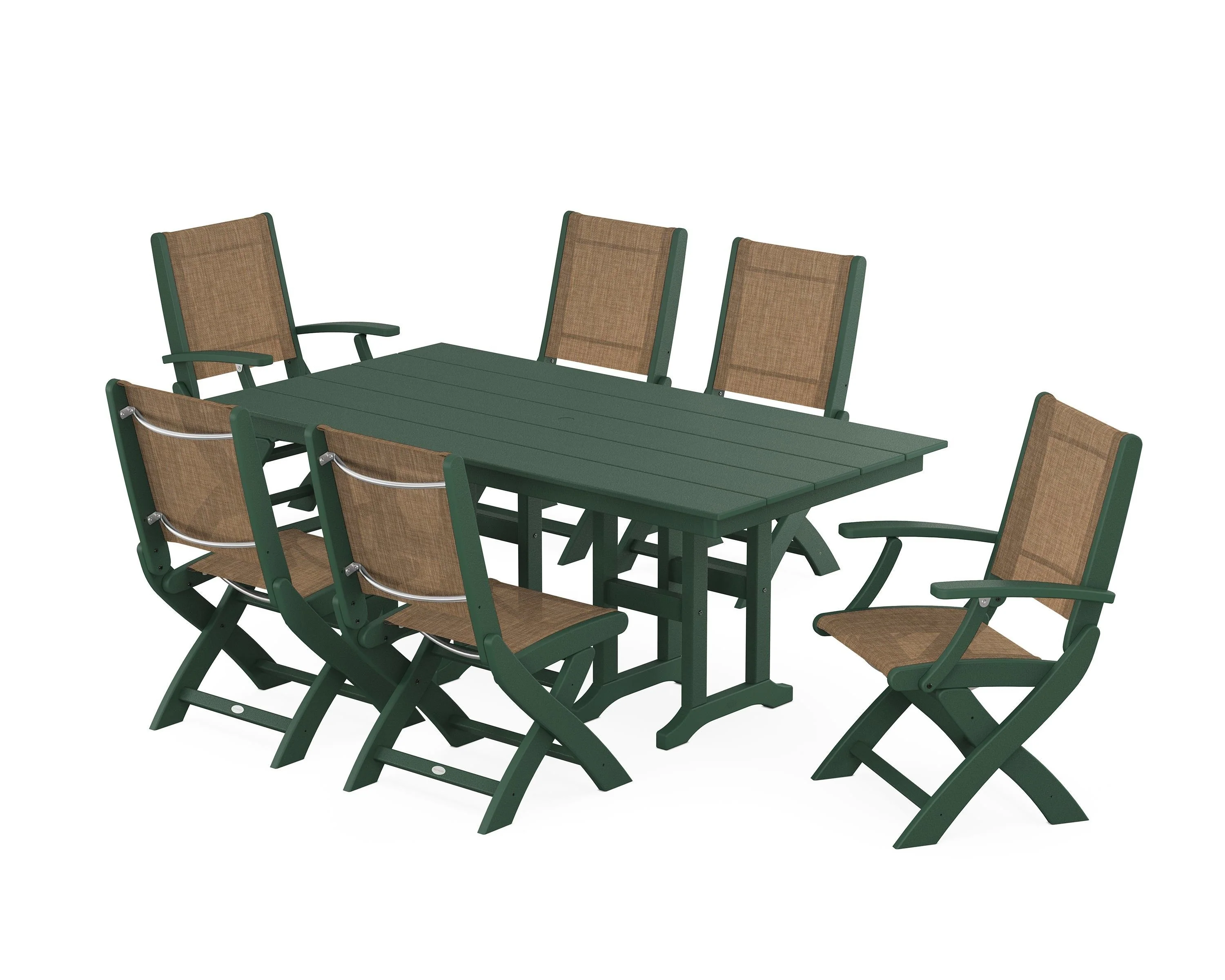 Coastal Folding Chair 7-Piece Farmhouse Dining Set - Image 59