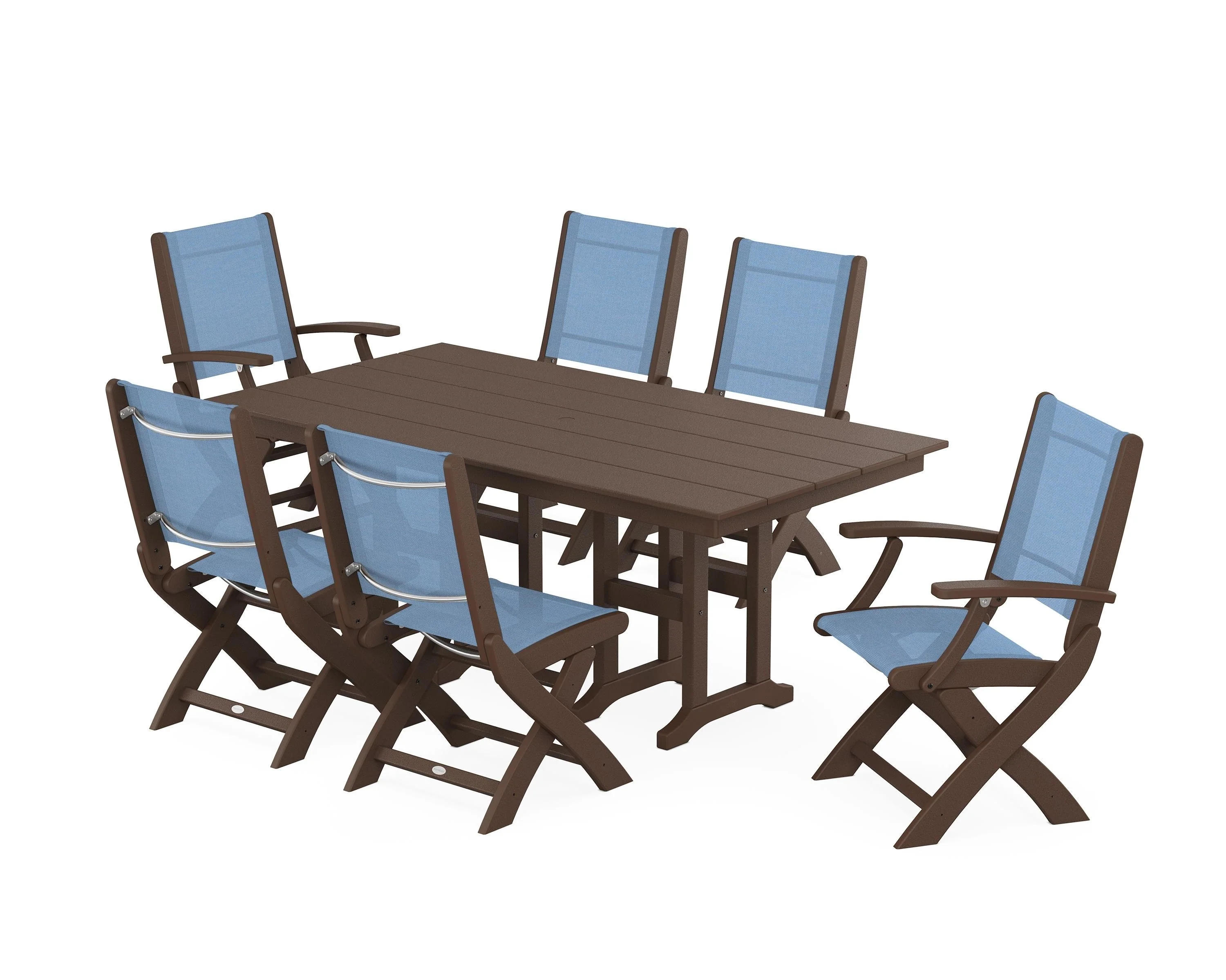 Coastal Folding Chair 7-Piece Farmhouse Dining Set - Image 60