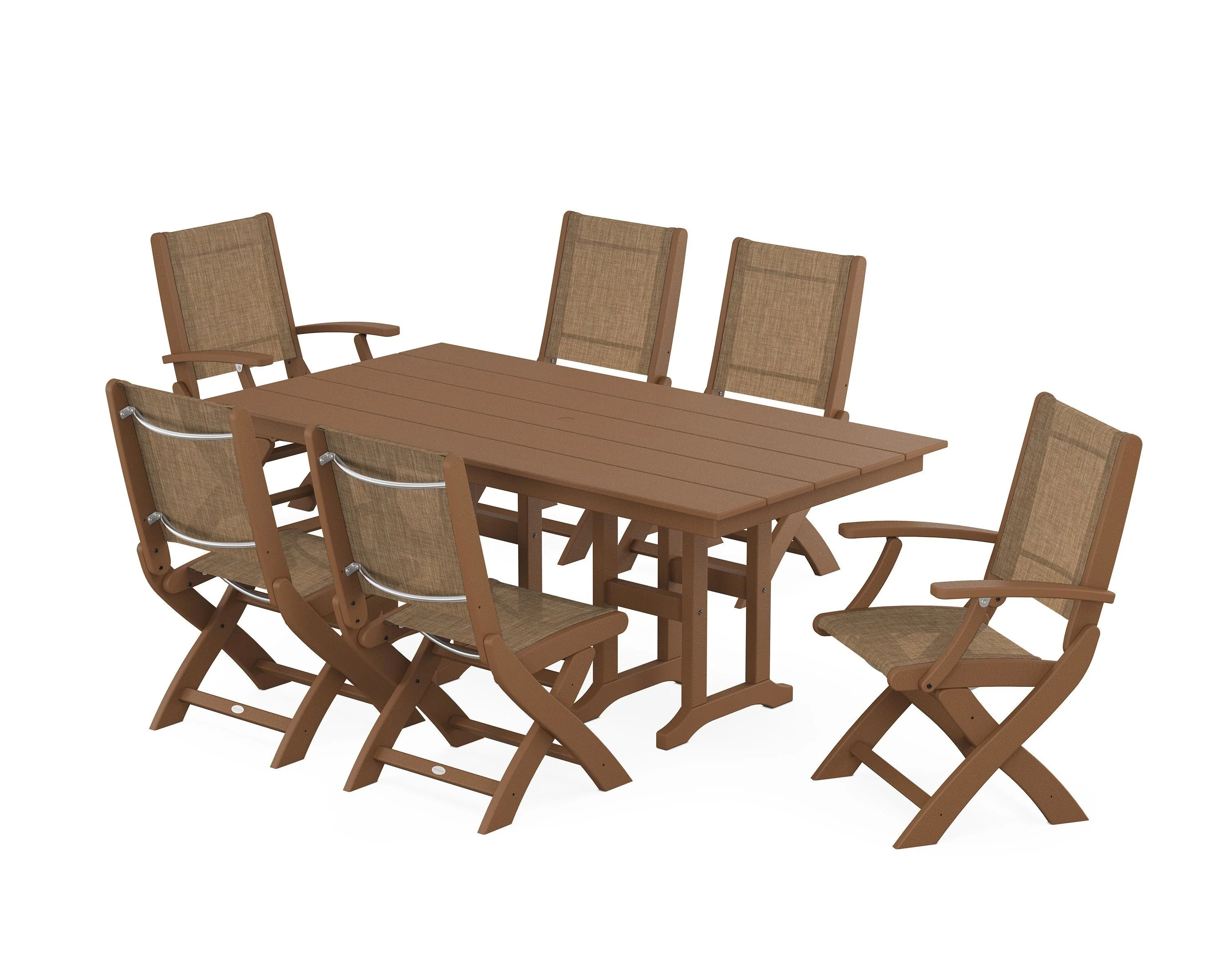 Coastal Folding Chair 7-Piece Farmhouse Dining Set - Image 66