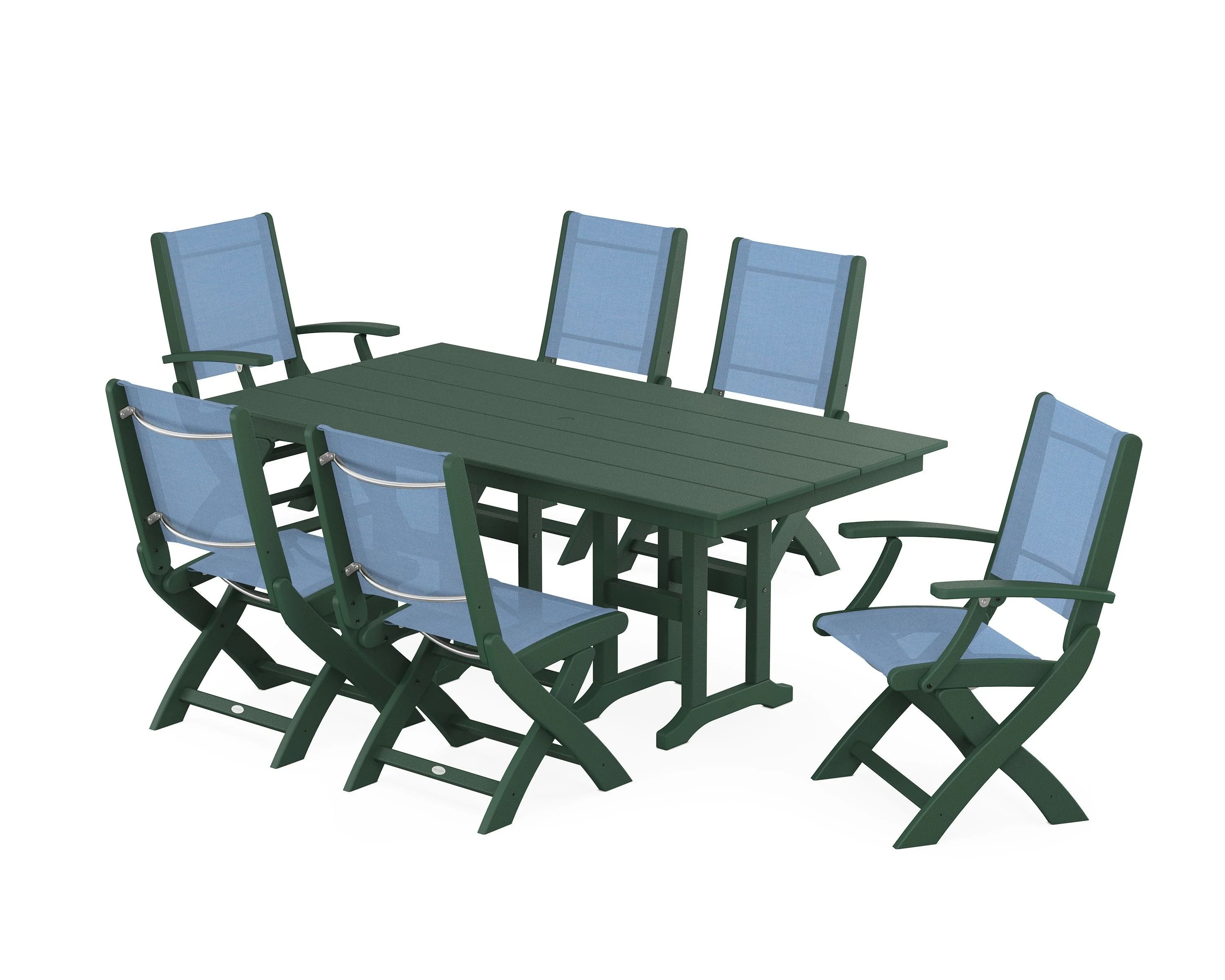 Coastal Folding Chair 7-Piece Farmhouse Dining Set - Image 68