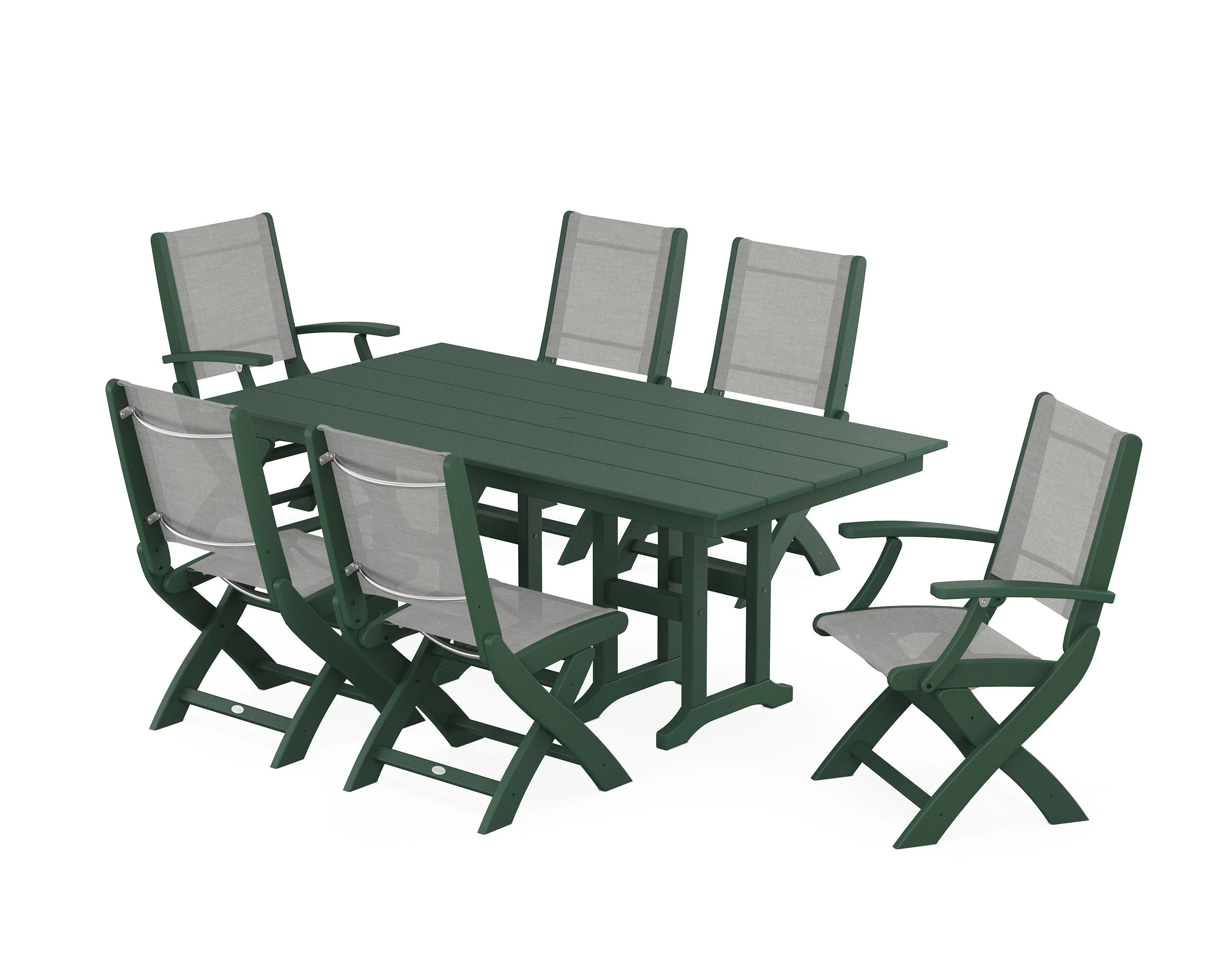 Coastal Folding Chair 7-Piece Farmhouse Dining Set - Image 75