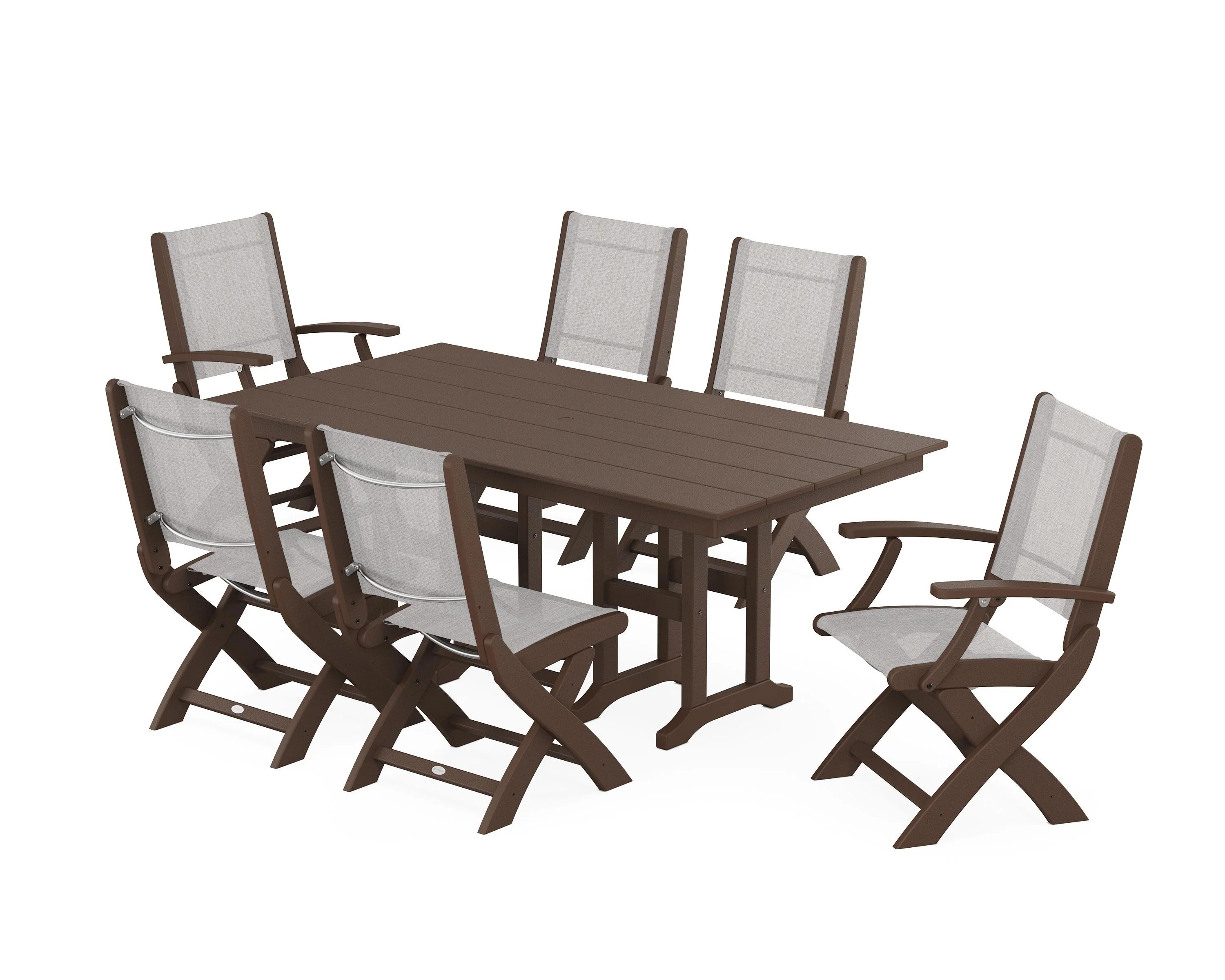 Coastal Folding Chair 7-Piece Farmhouse Dining Set - Image 85