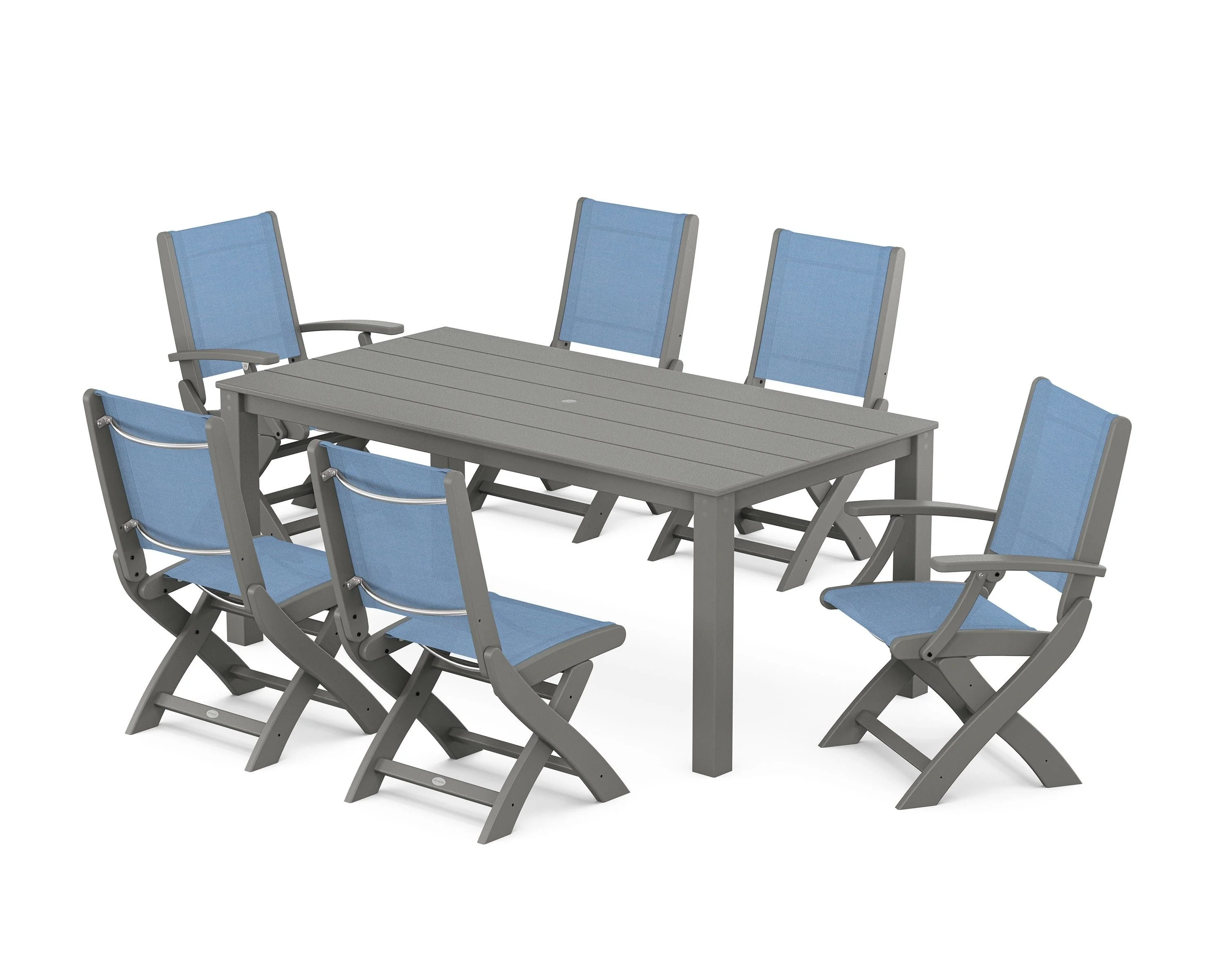 Coastal Folding Chair 7-Piece Parsons Dining Set - Image 12