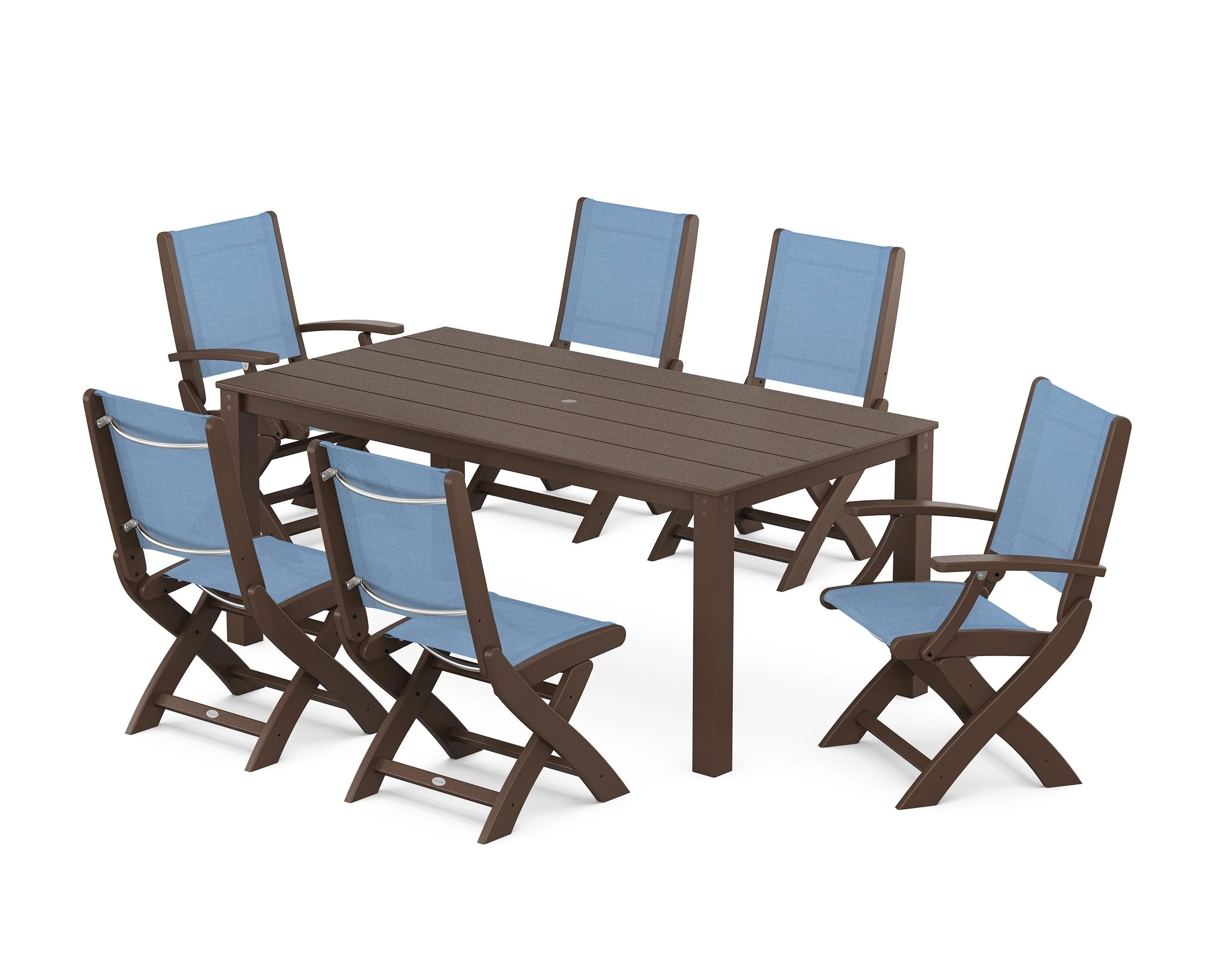 Coastal Folding Chair 7-Piece Parsons Dining Set - Image 13