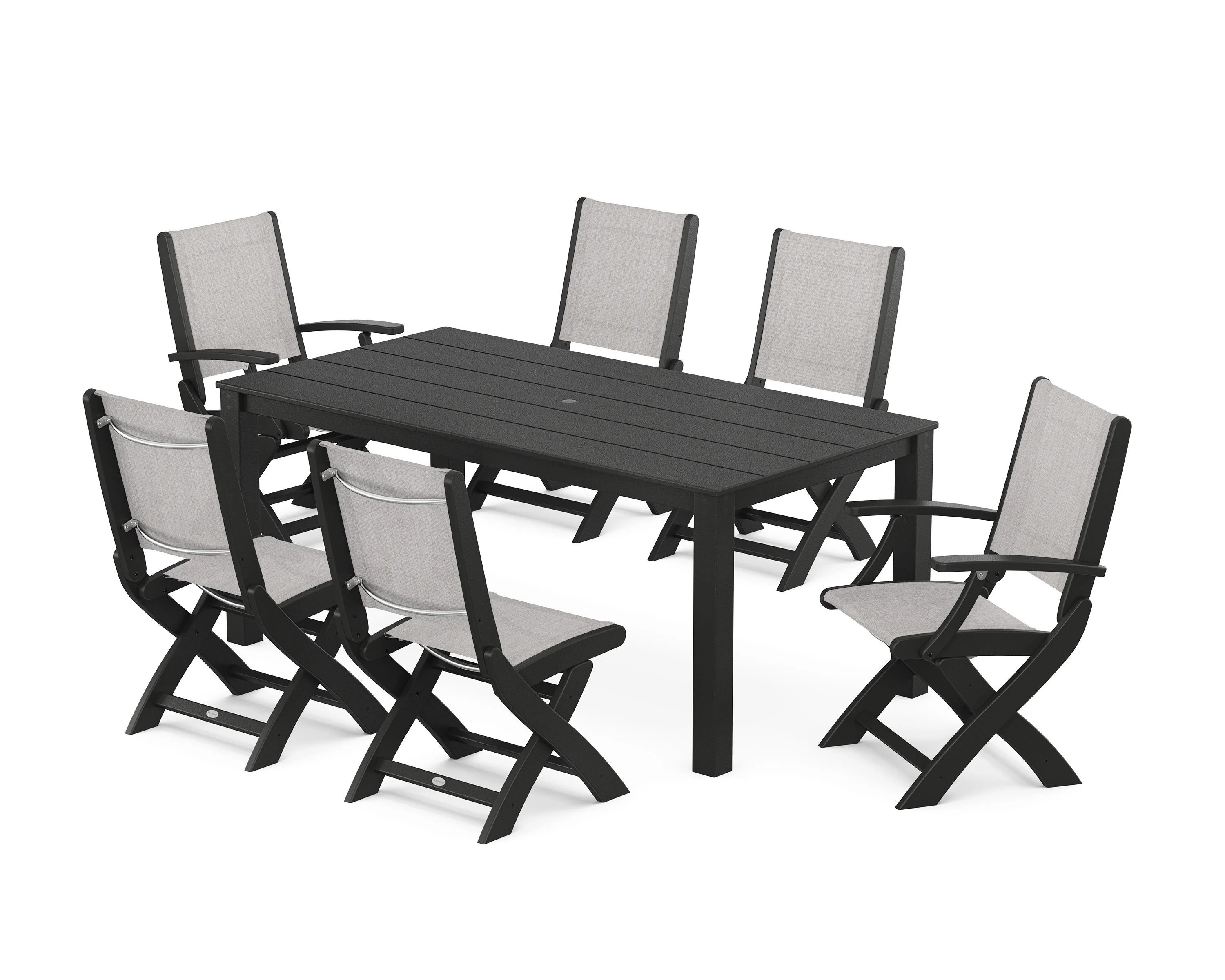Coastal Folding Chair 7-Piece Parsons Dining Set - Image 14