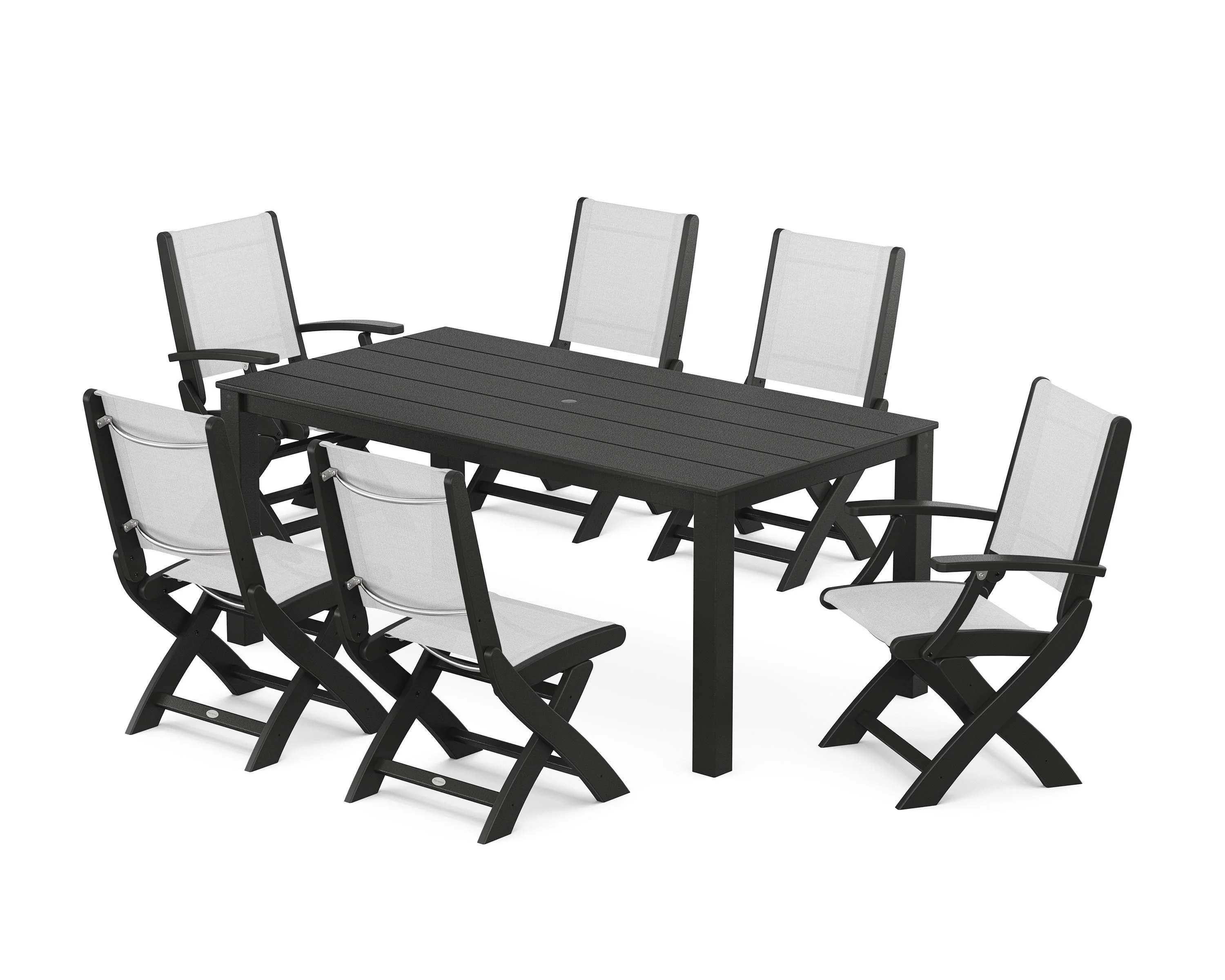 Coastal Folding Chair 7-Piece Parsons Dining Set - Image 15