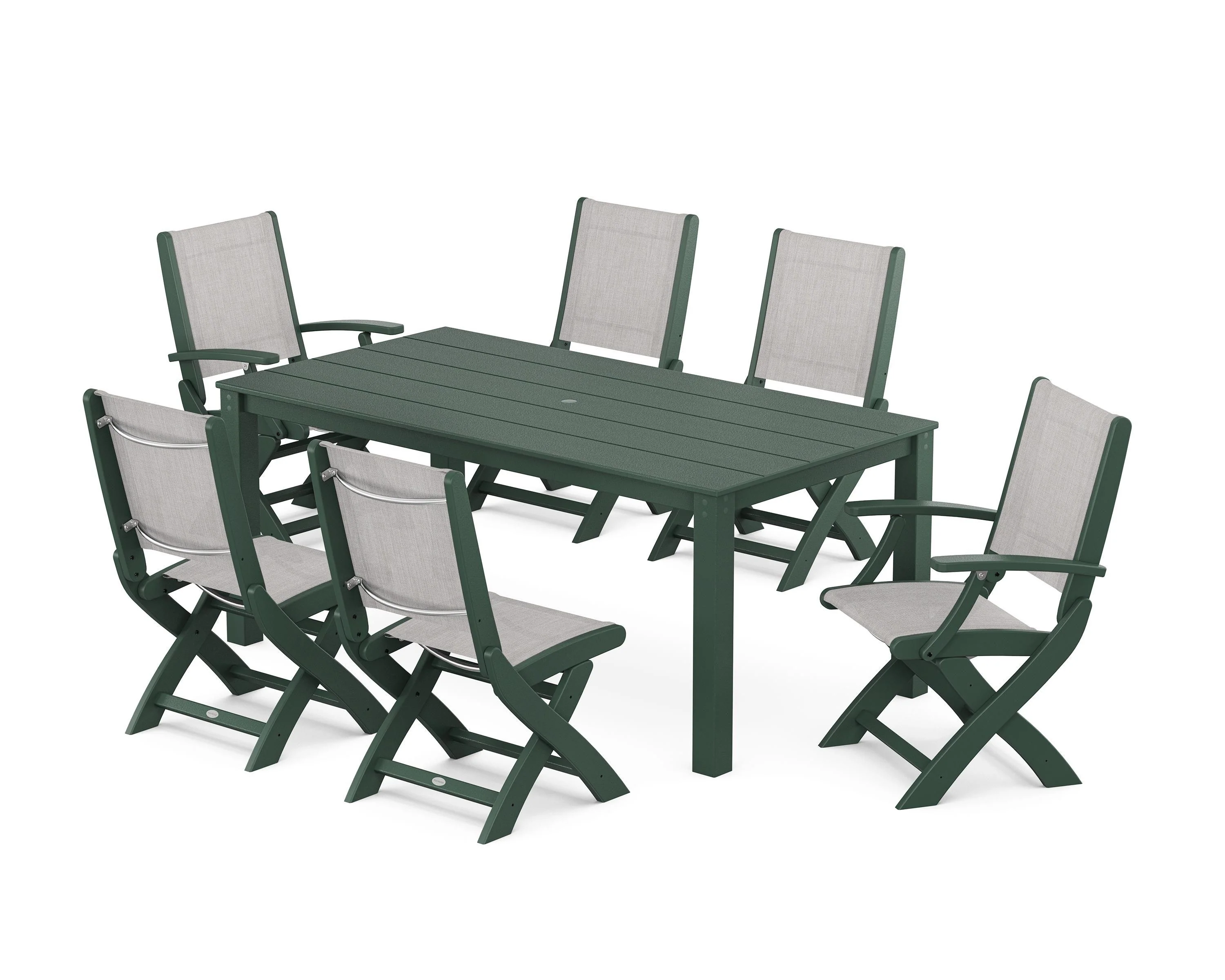 Coastal Folding Chair 7-Piece Parsons Dining Set - Image 16