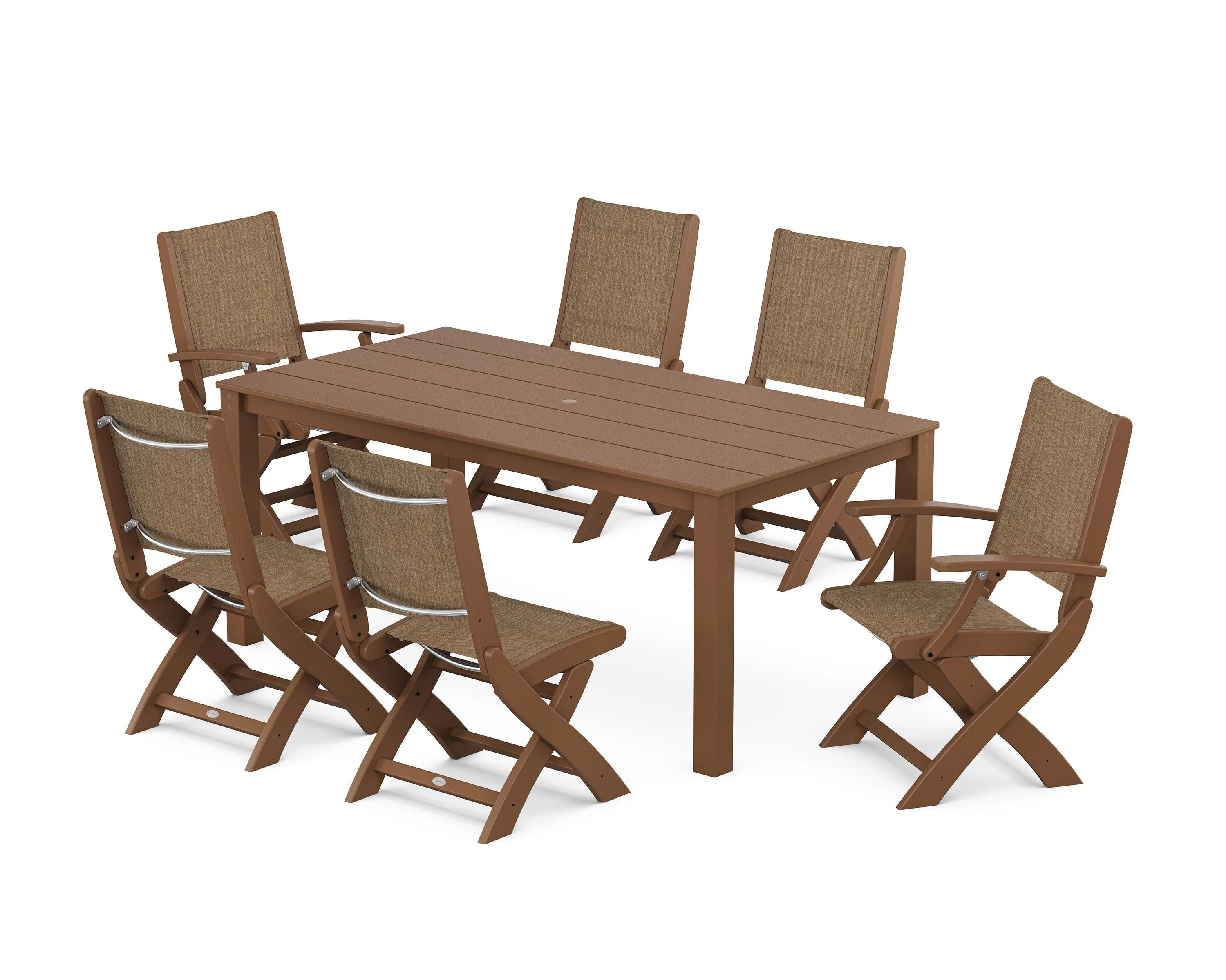 Coastal Folding Chair 7-Piece Parsons Dining Set - Image 17