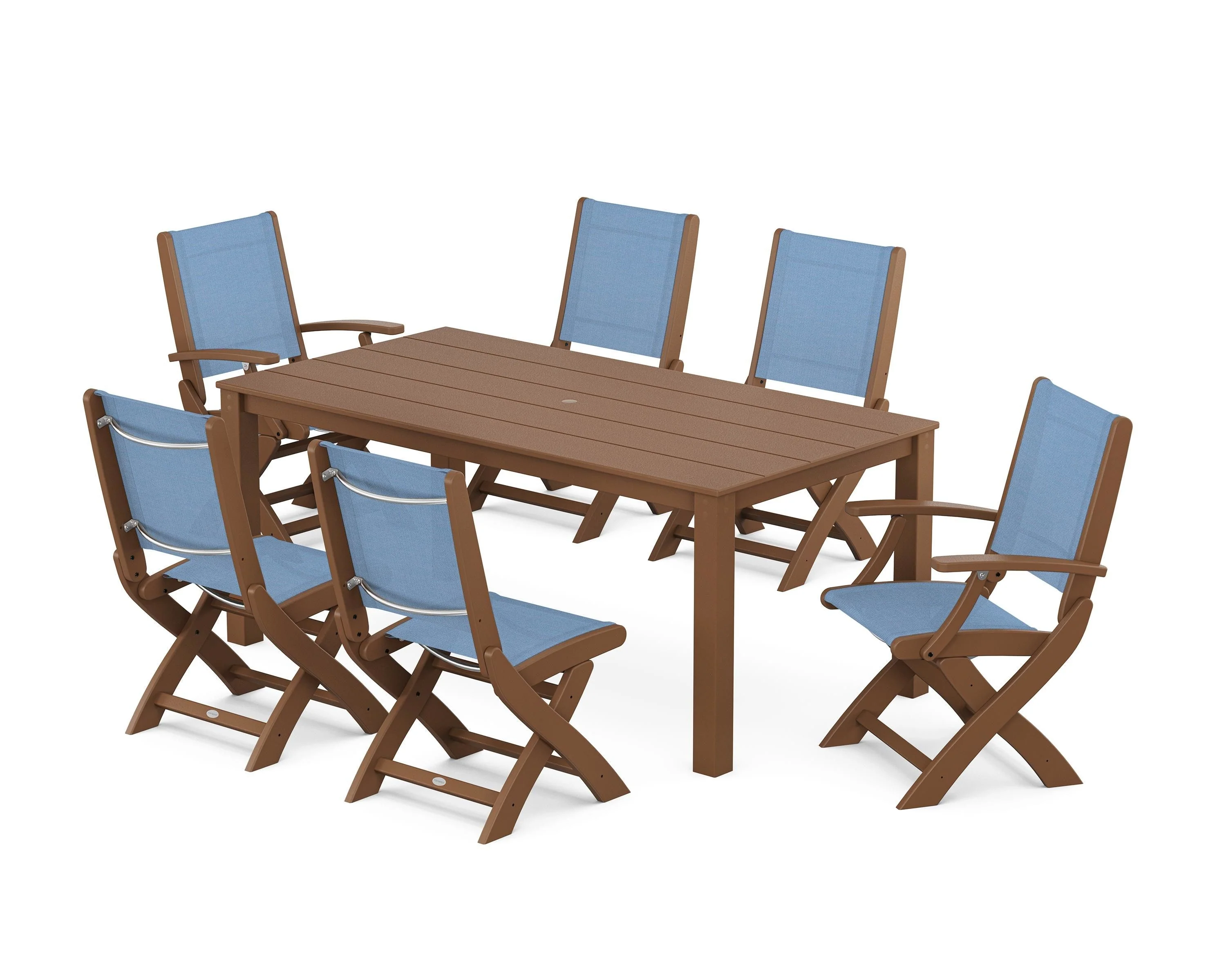 Coastal Folding Chair 7-Piece Parsons Dining Set - Image 18