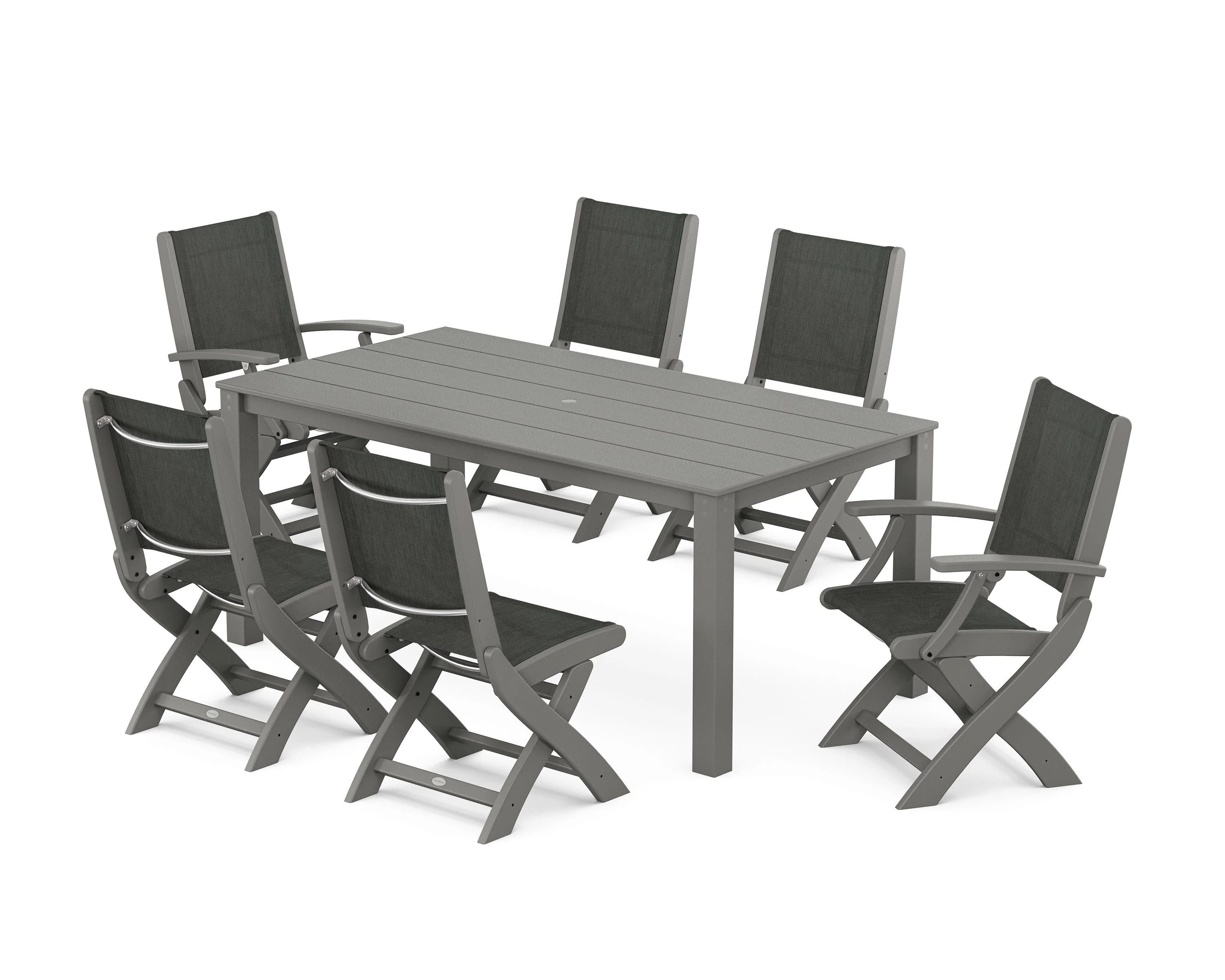 Coastal Folding Chair 7-Piece Parsons Dining Set - Image 19