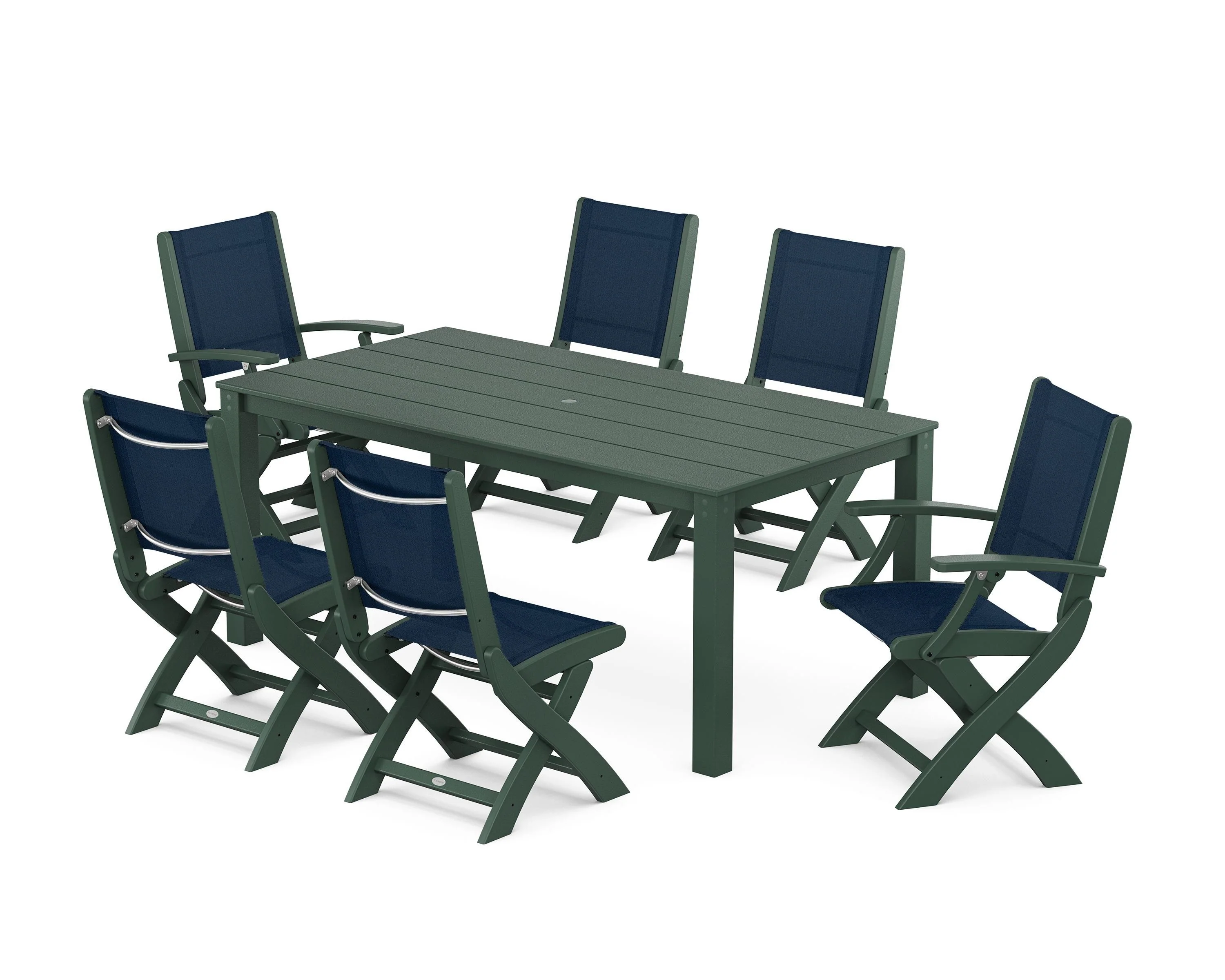 Coastal Folding Chair 7-Piece Parsons Dining Set - Image 20