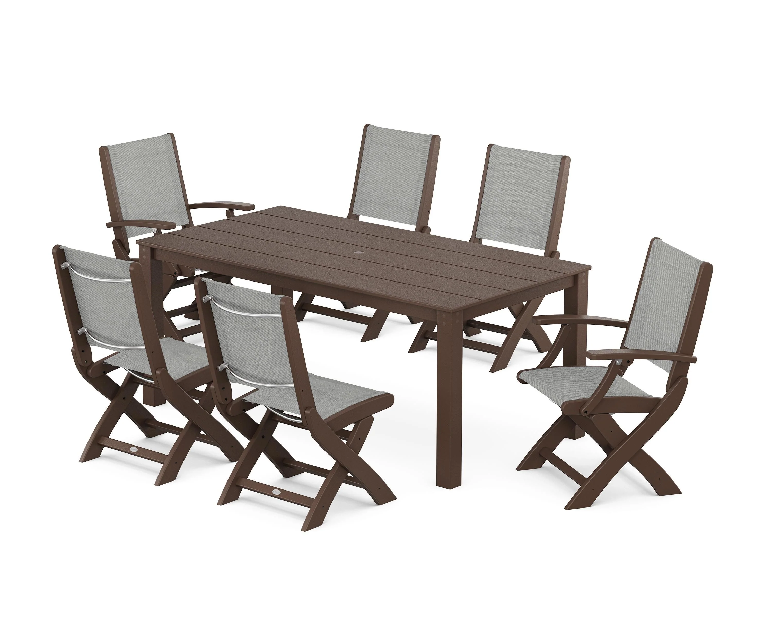 Coastal Folding Chair 7-Piece Parsons Dining Set - Image 21