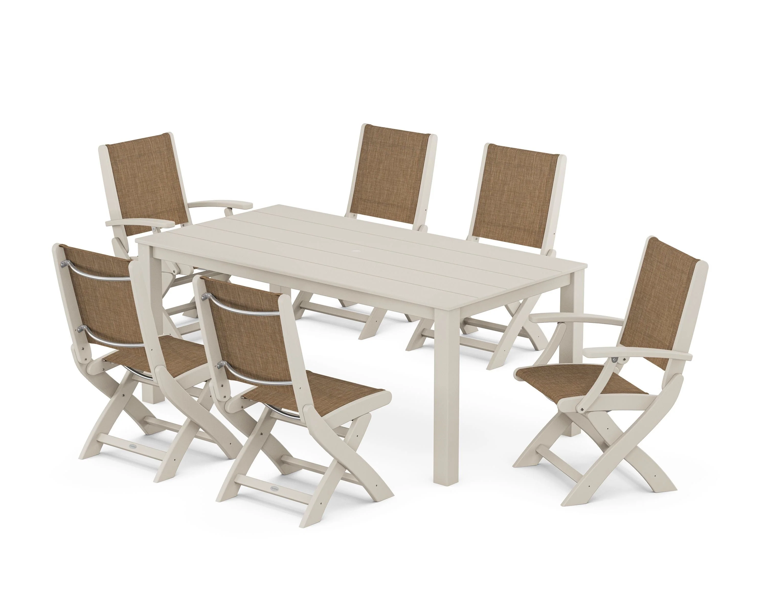 Coastal Folding Chair 7-Piece Parsons Dining Set - Image 22