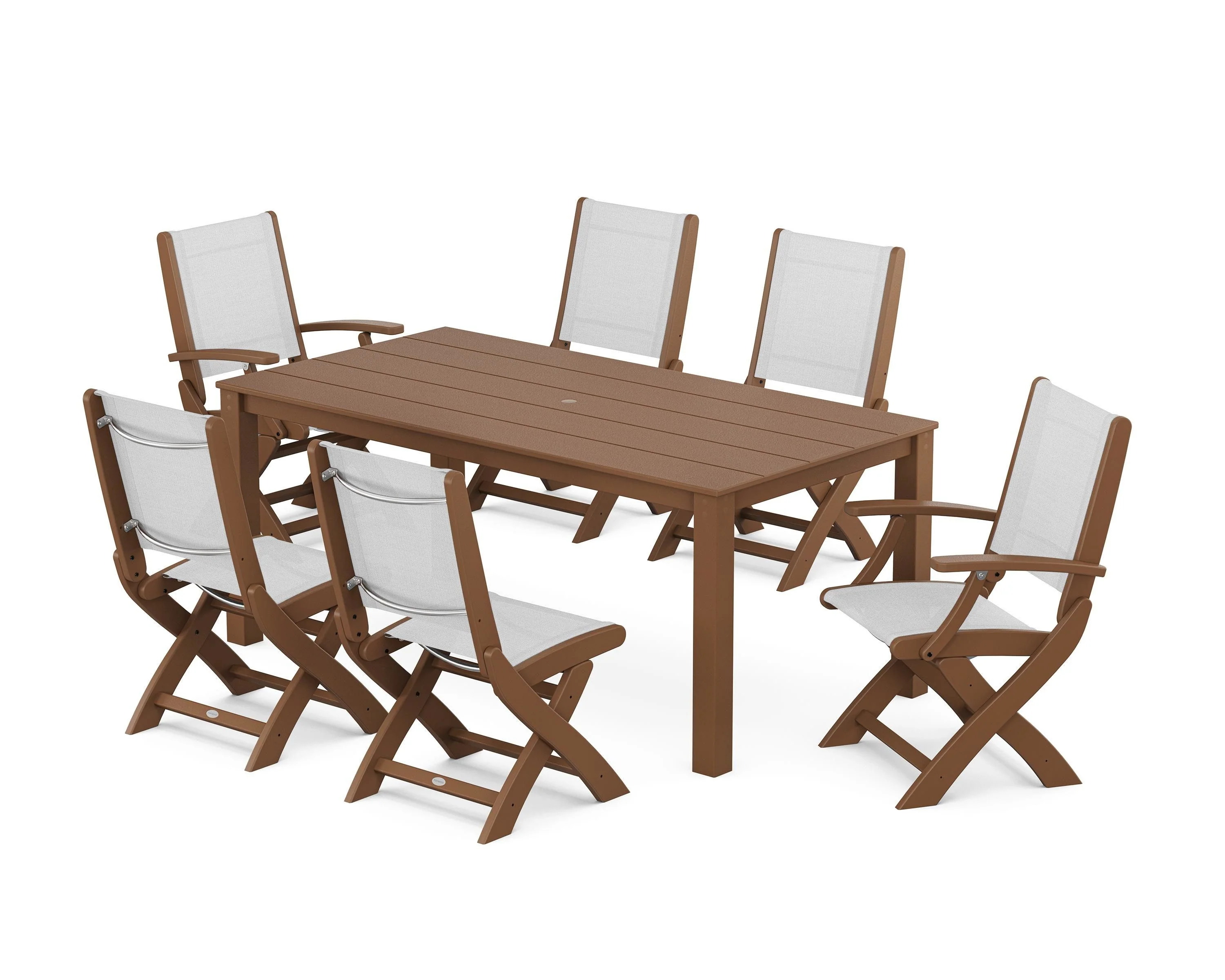 Coastal Folding Chair 7-Piece Parsons Dining Set - Image 23