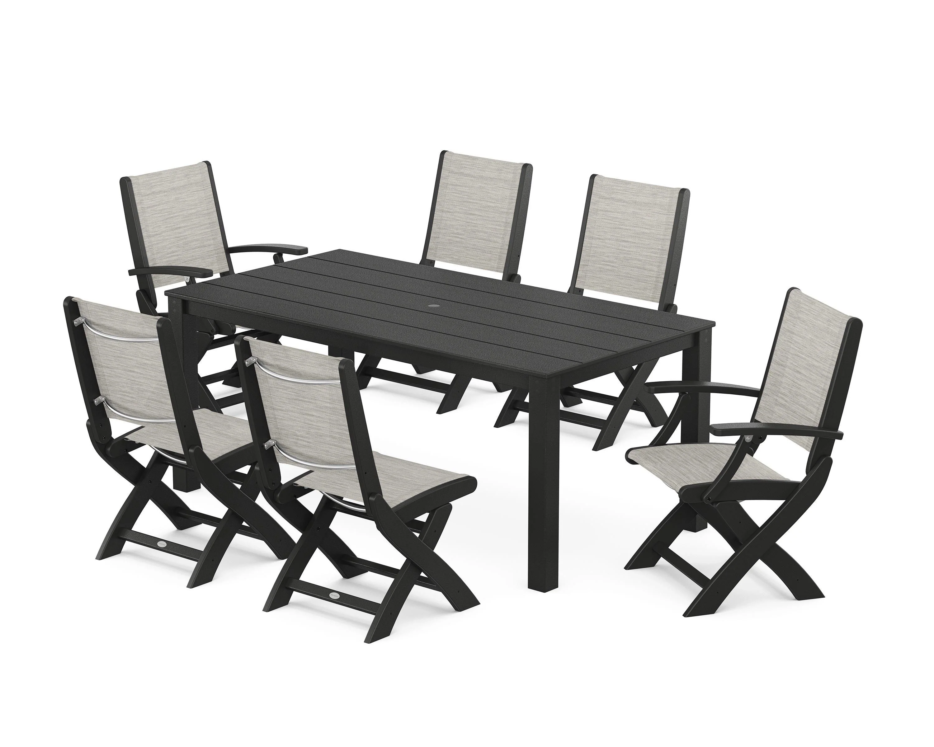 Coastal Folding Chair 7-Piece Parsons Dining Set - Image 24