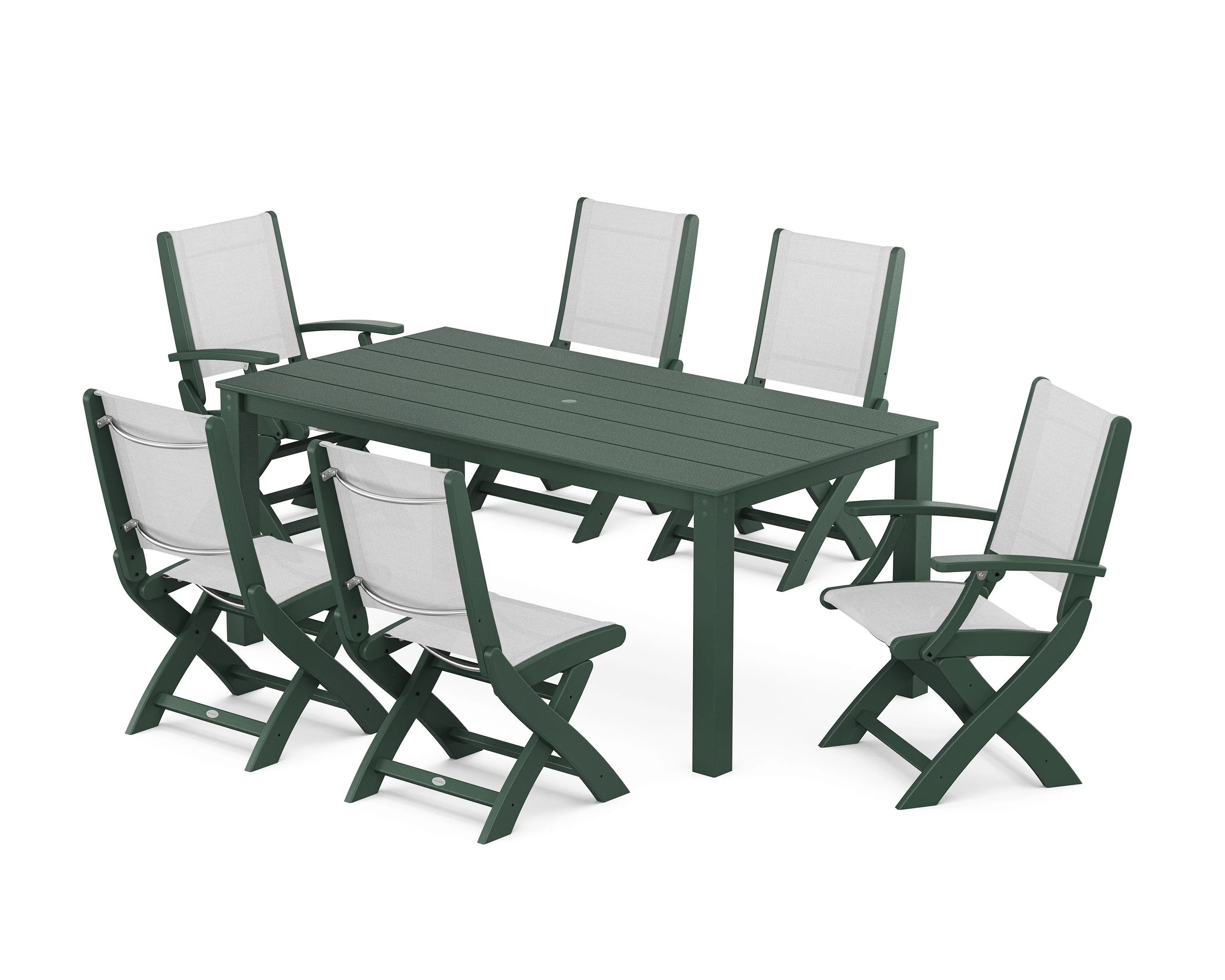 Coastal Folding Chair 7-Piece Parsons Dining Set - Image 26