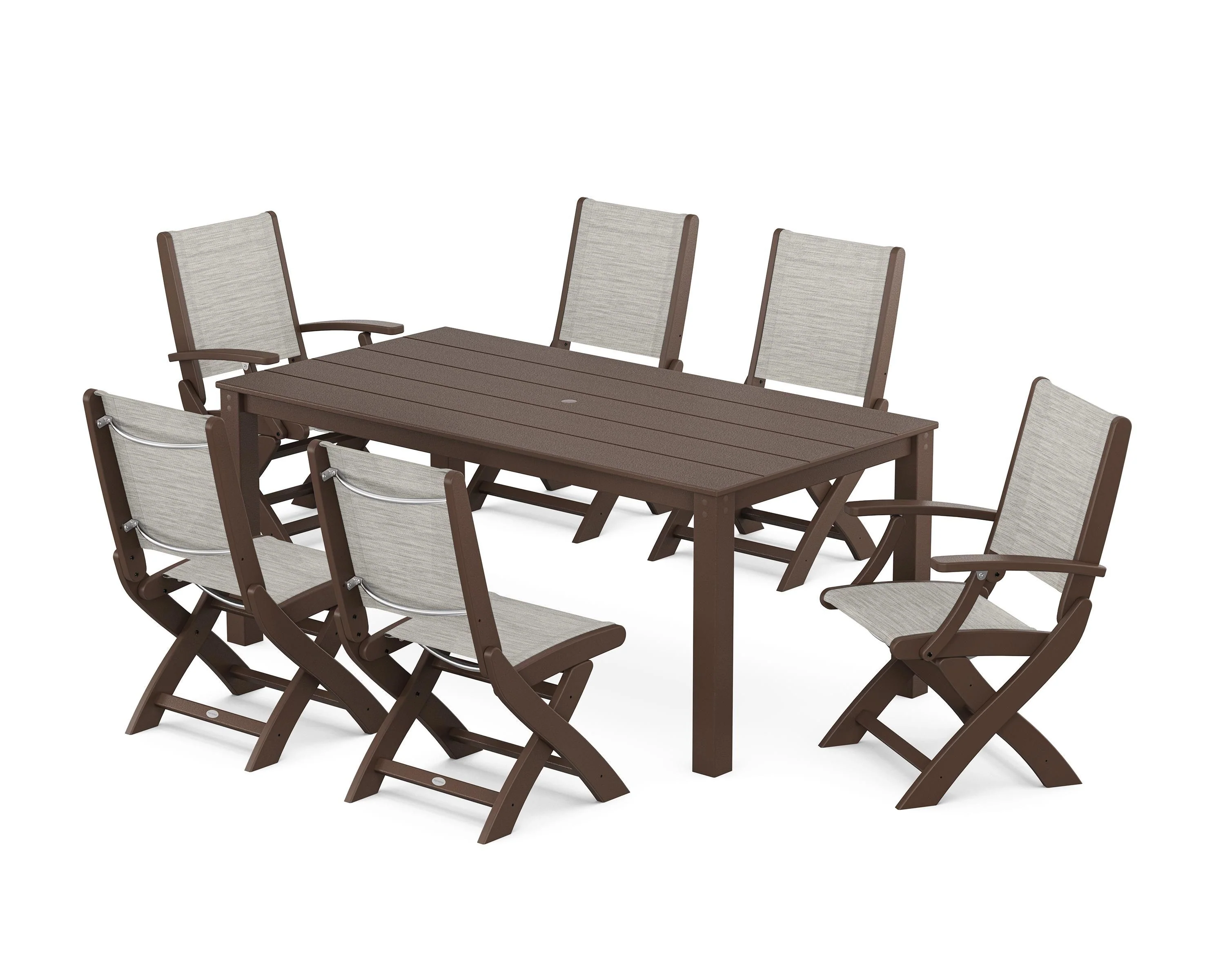 Coastal Folding Chair 7-Piece Parsons Dining Set - Image 27