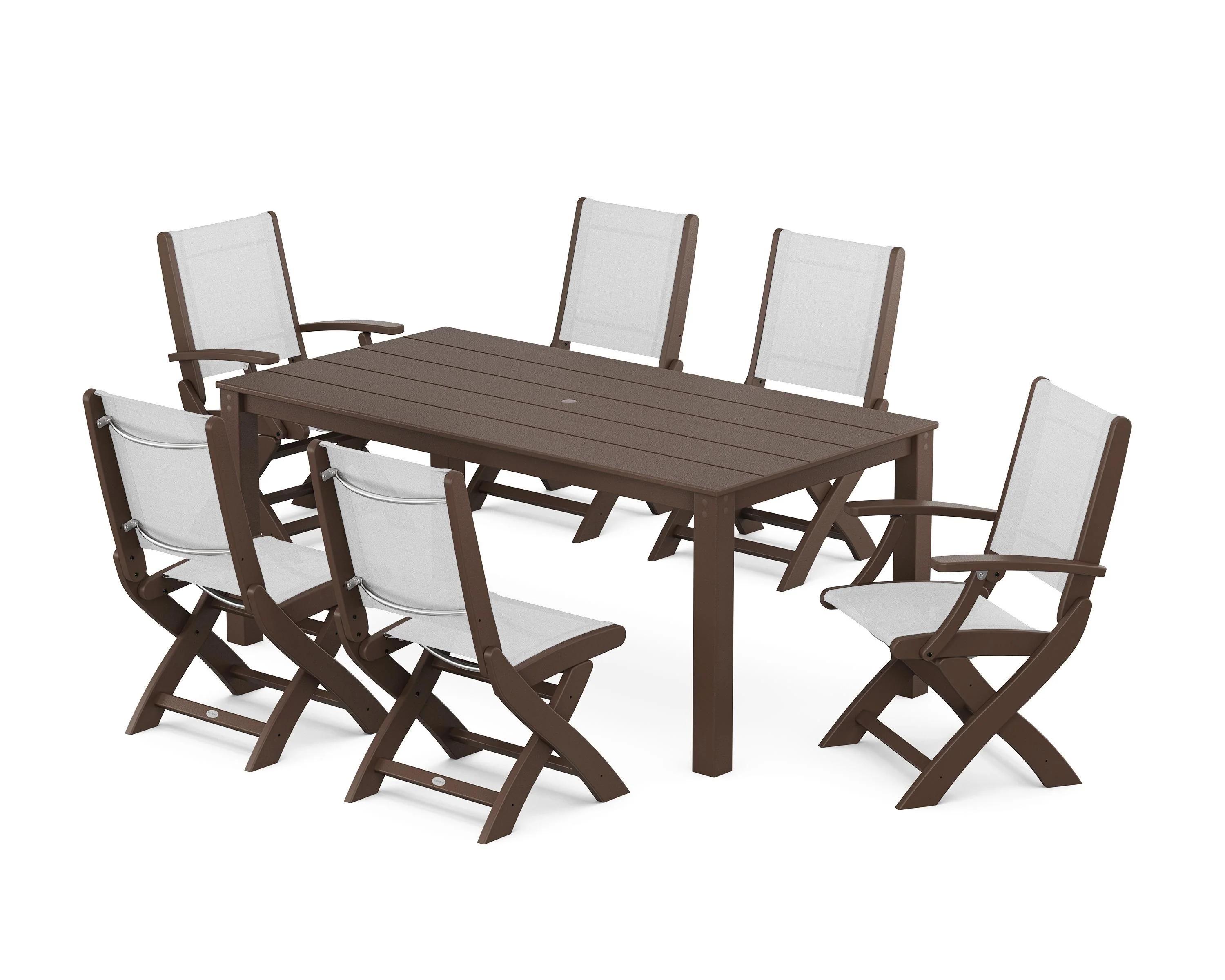 Coastal Folding Chair 7-Piece Parsons Dining Set - Image 28