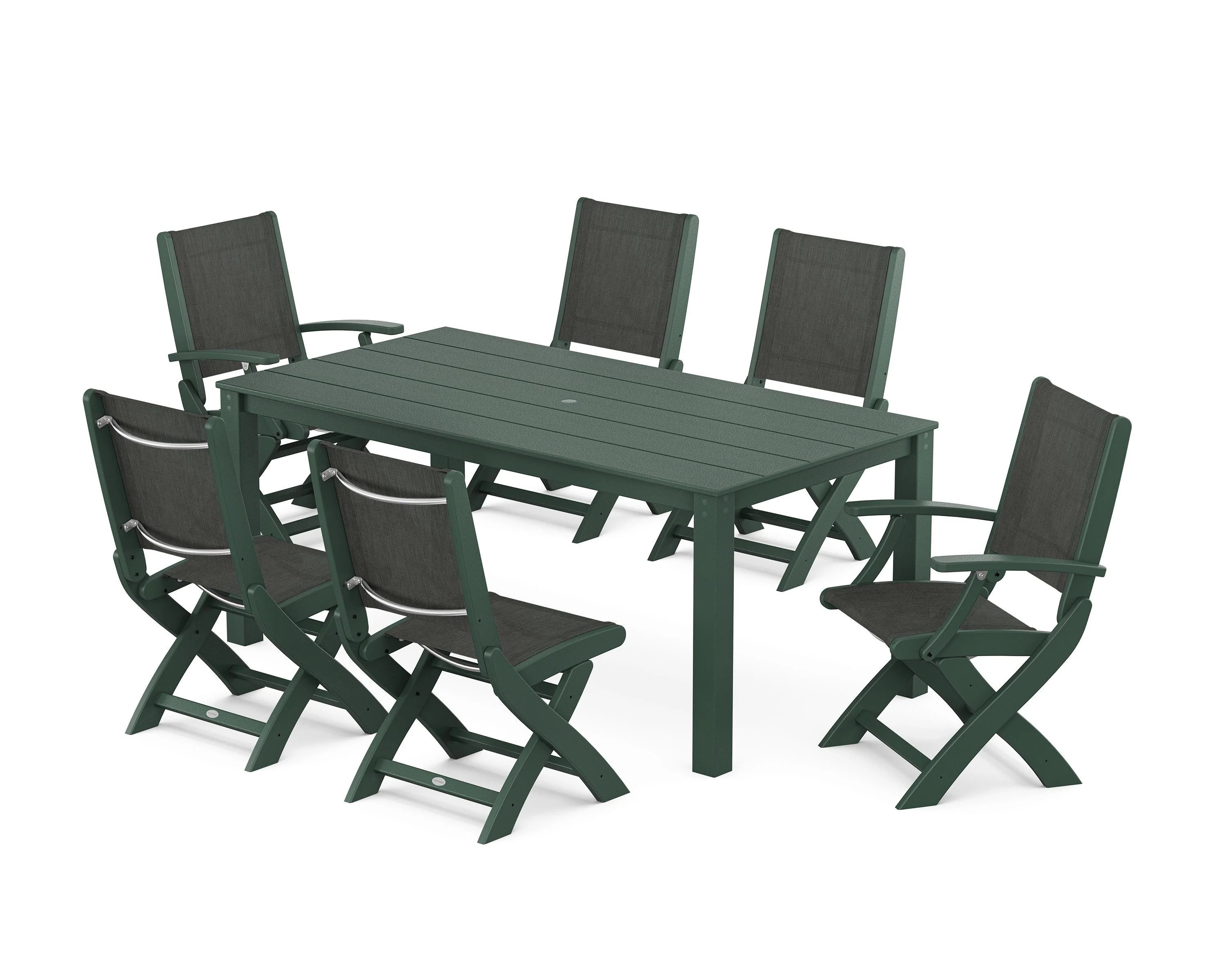 Coastal Folding Chair 7-Piece Parsons Dining Set - Image 29
