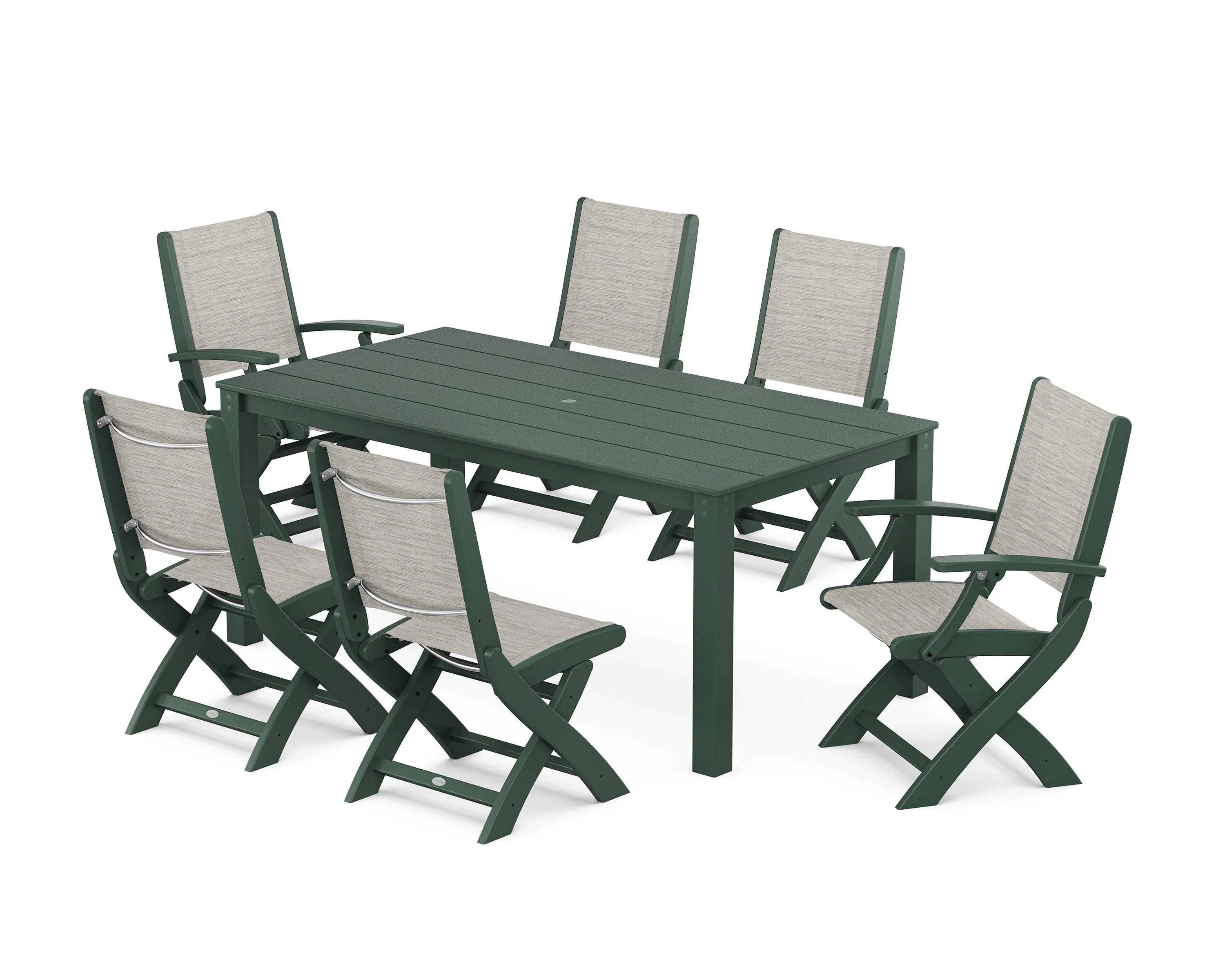 Coastal Folding Chair 7-Piece Parsons Dining Set - Image 30