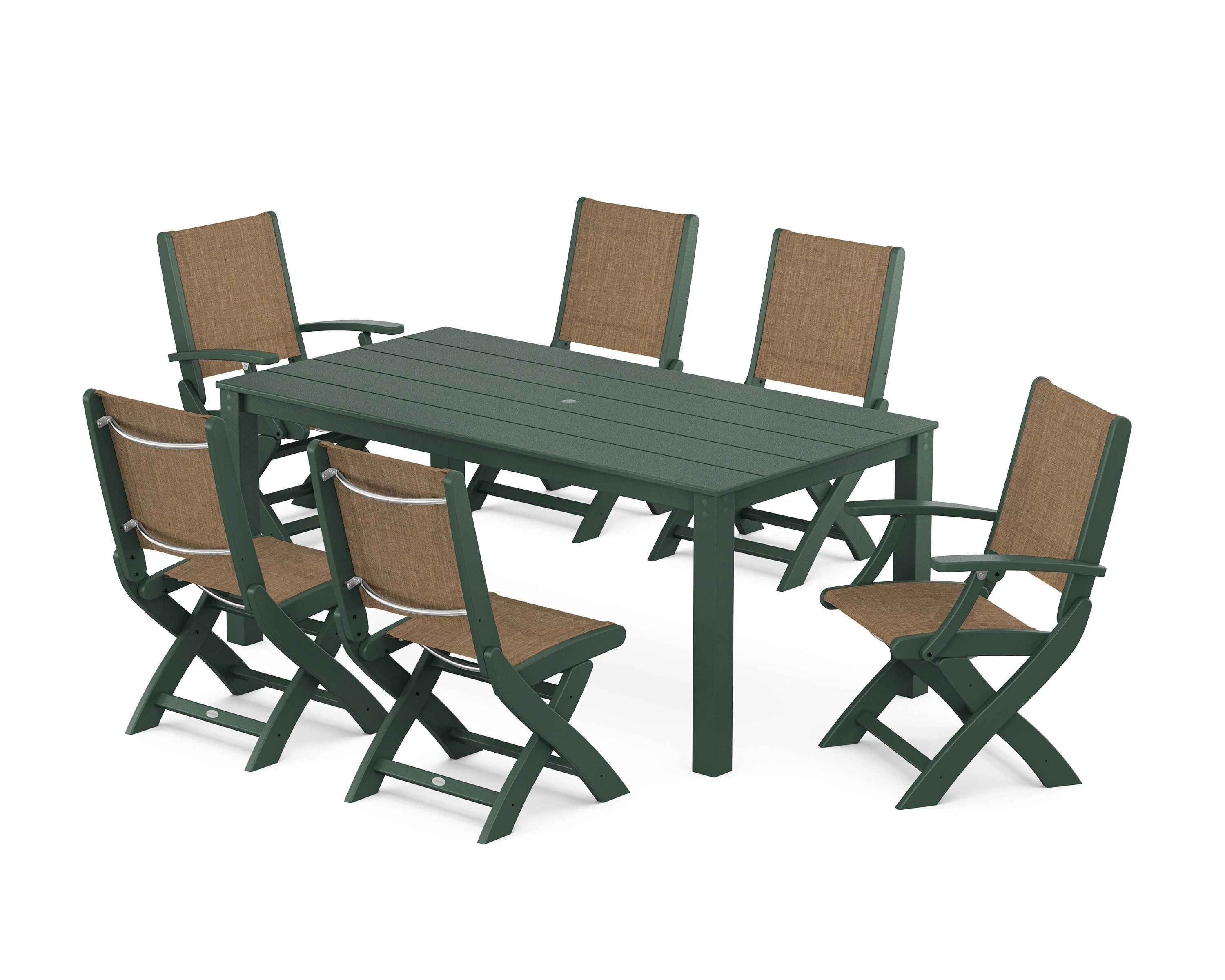 Coastal Folding Chair 7-Piece Parsons Dining Set - Image 31