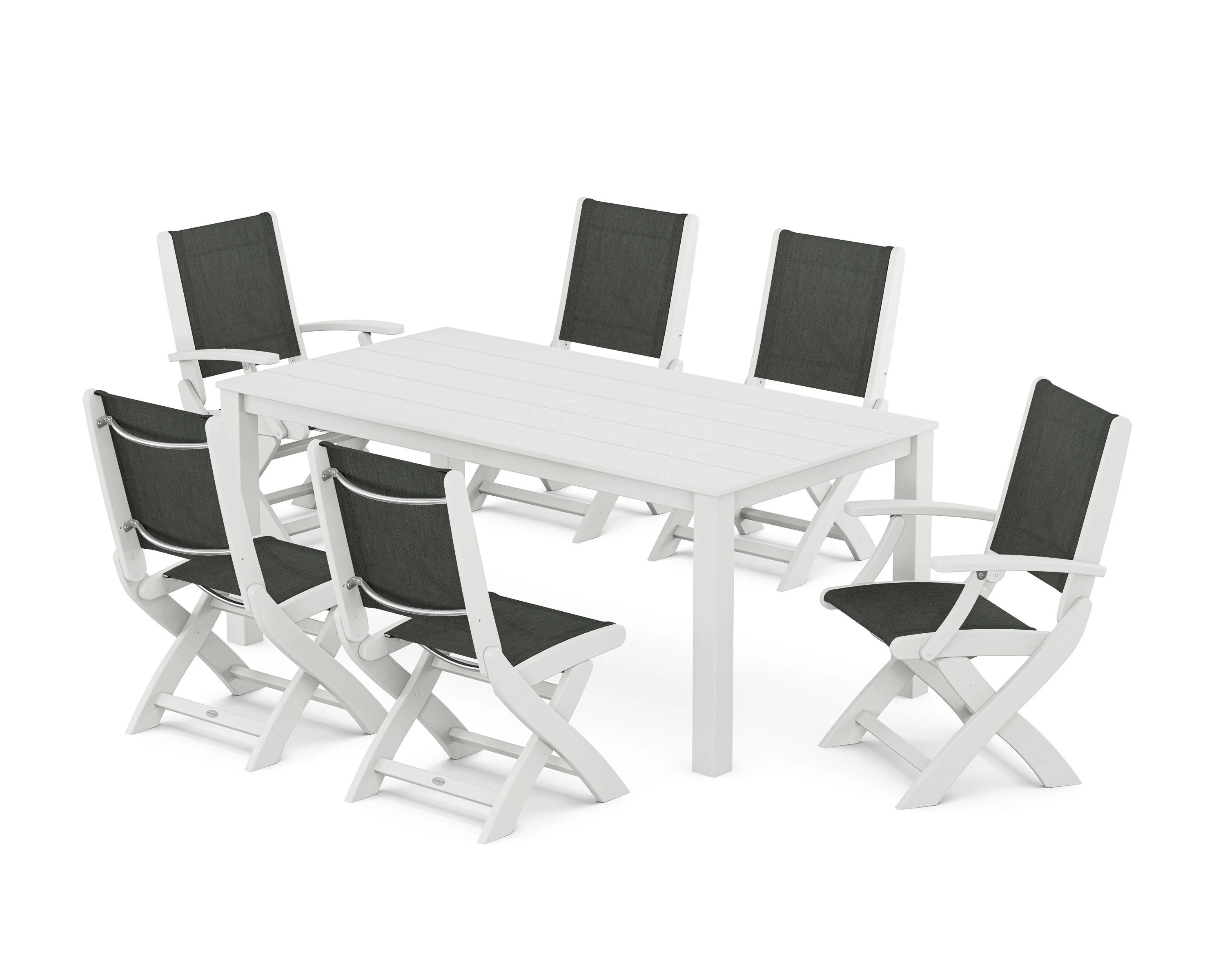 Coastal Folding Chair 7-Piece Parsons Dining Set - Image 32