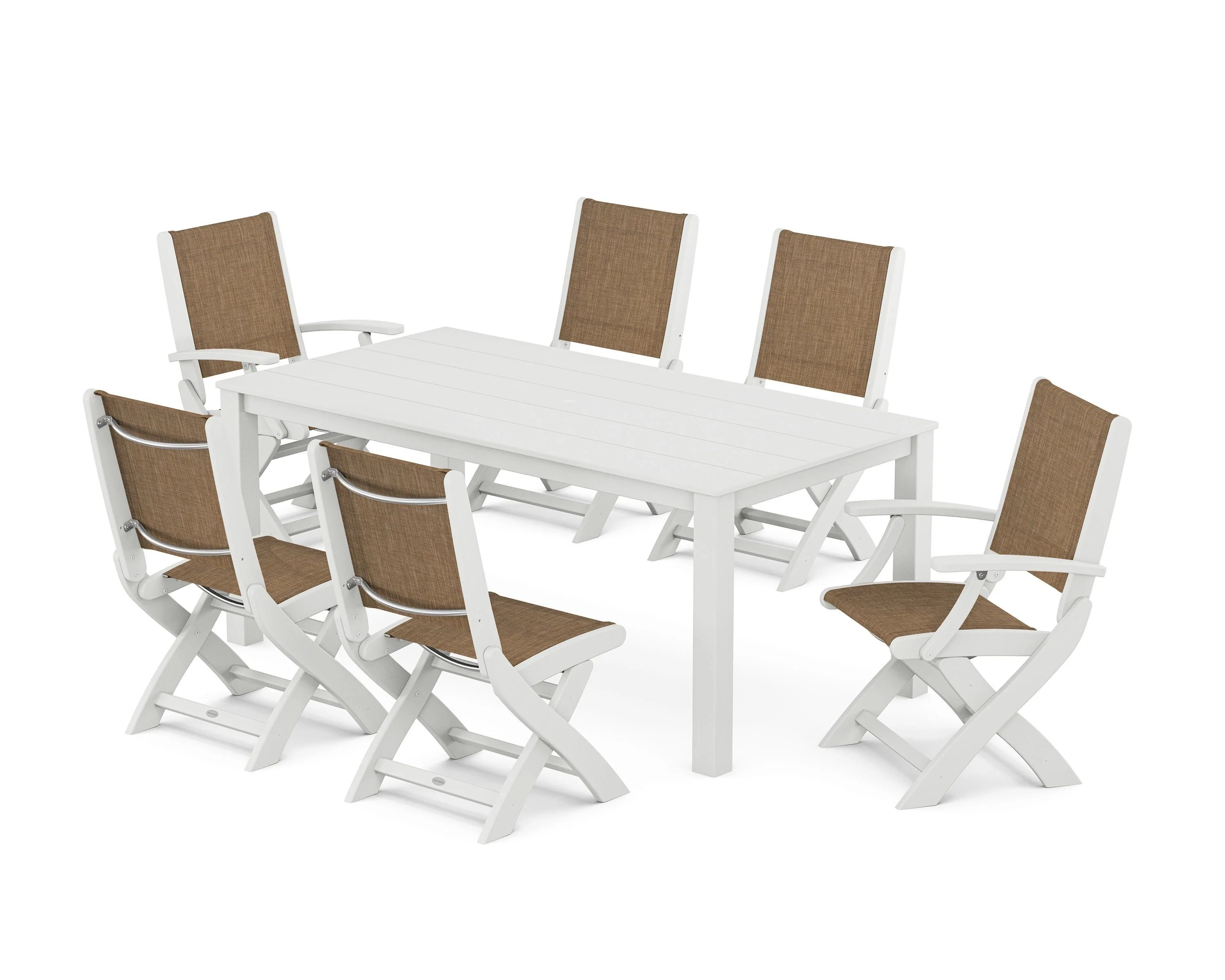 Coastal Folding Chair 7-Piece Parsons Dining Set - Image 33