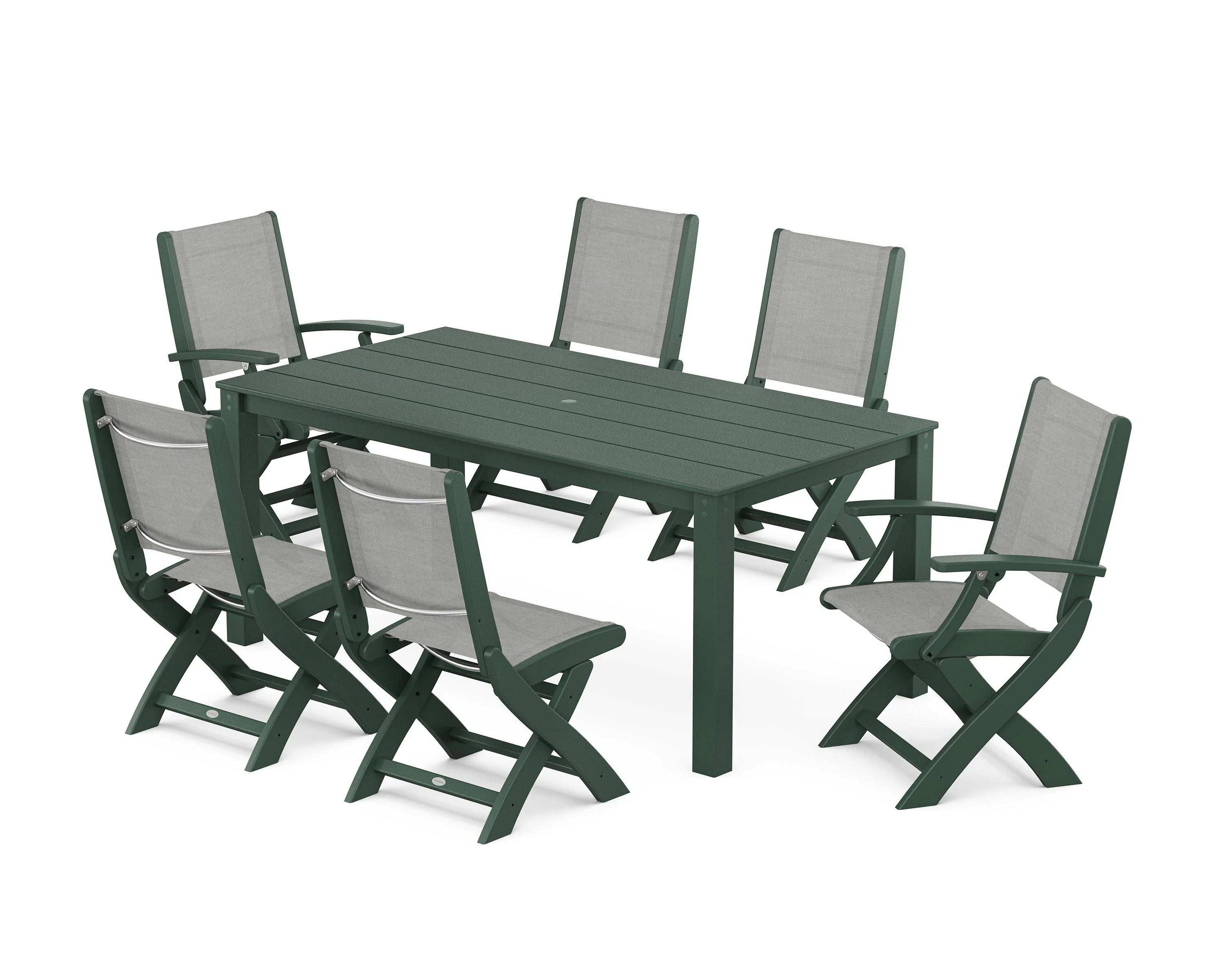 Coastal Folding Chair 7-Piece Parsons Dining Set - Image 34