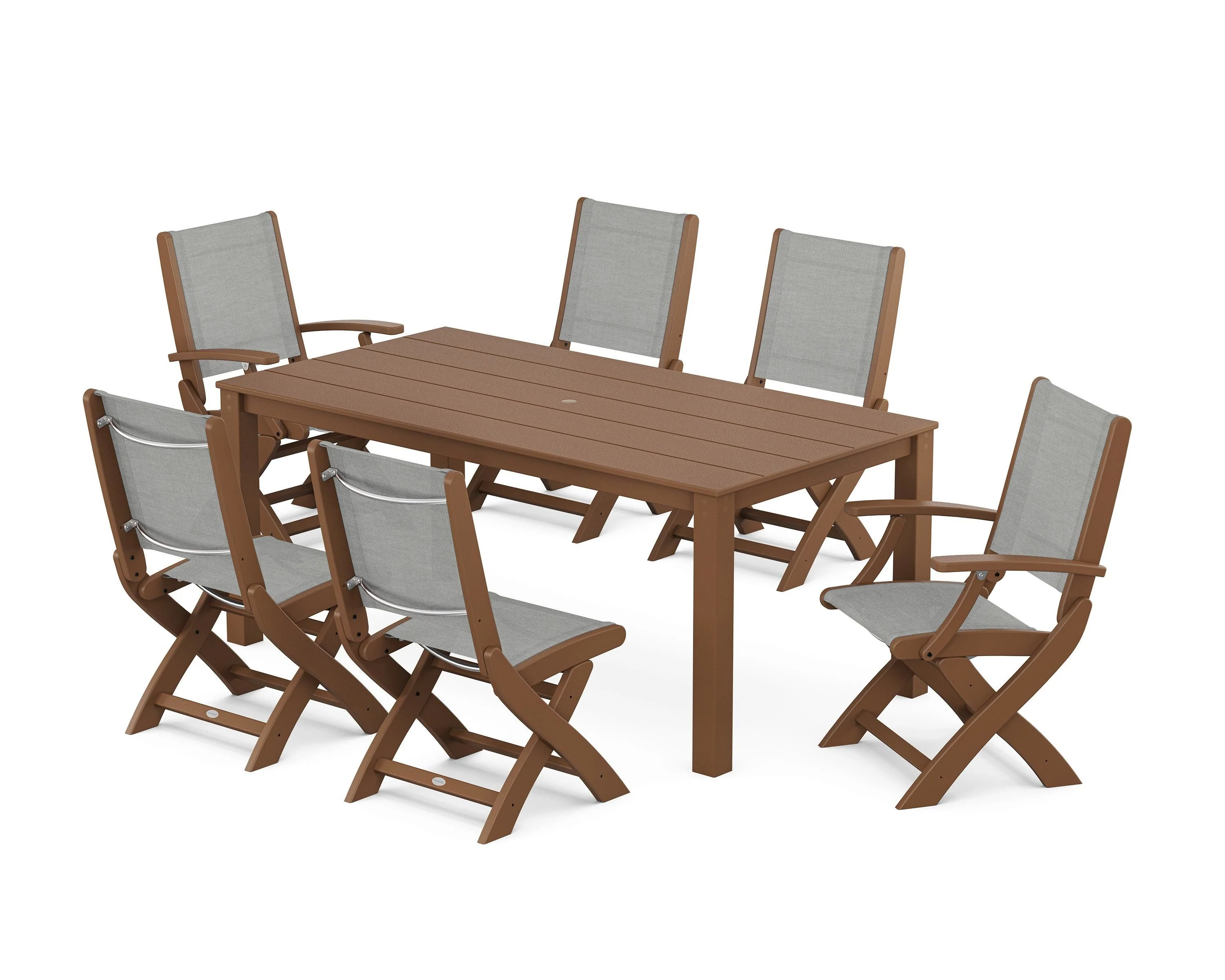Coastal Folding Chair 7-Piece Parsons Dining Set - Image 36