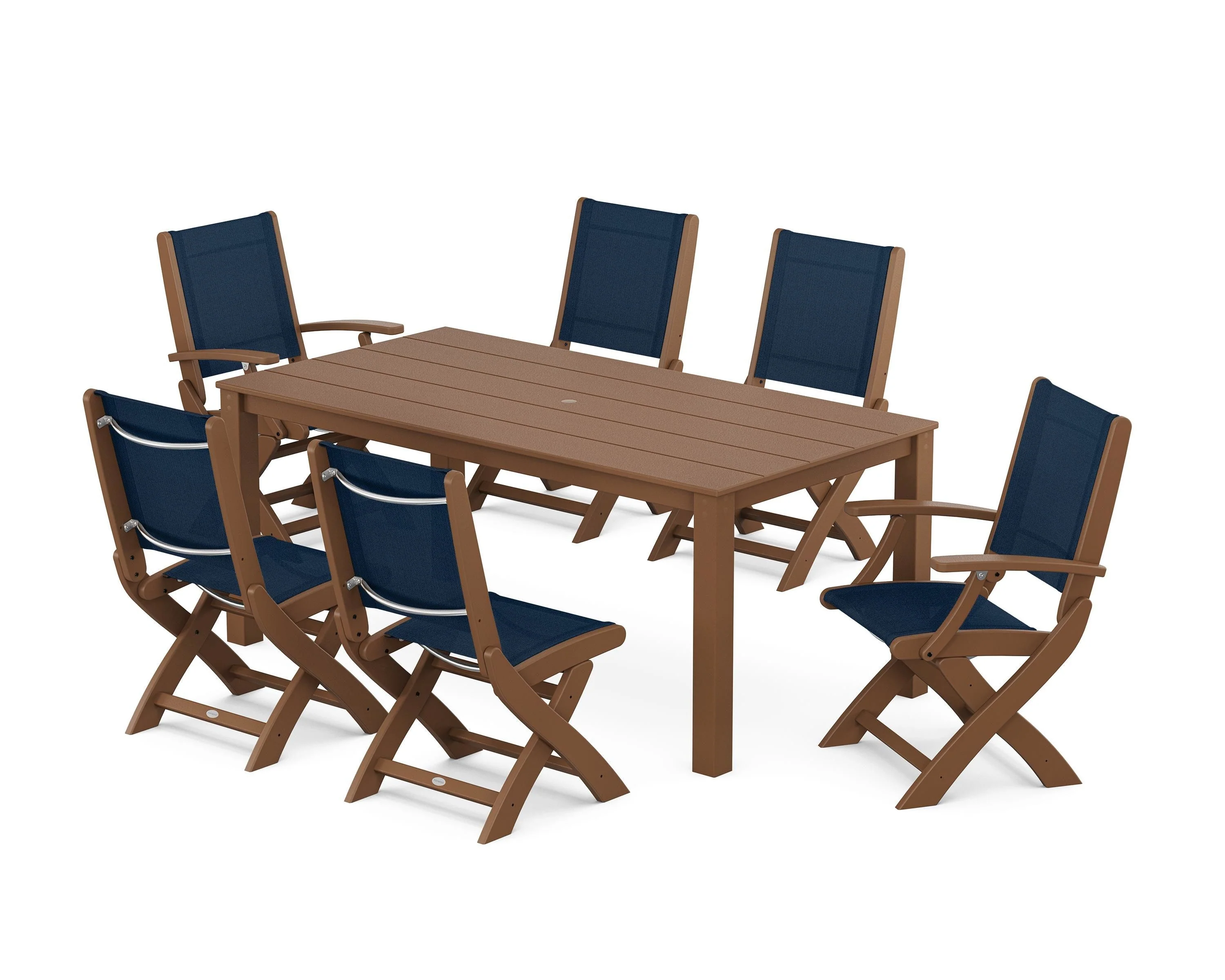 Coastal Folding Chair 7-Piece Parsons Dining Set - Image 4