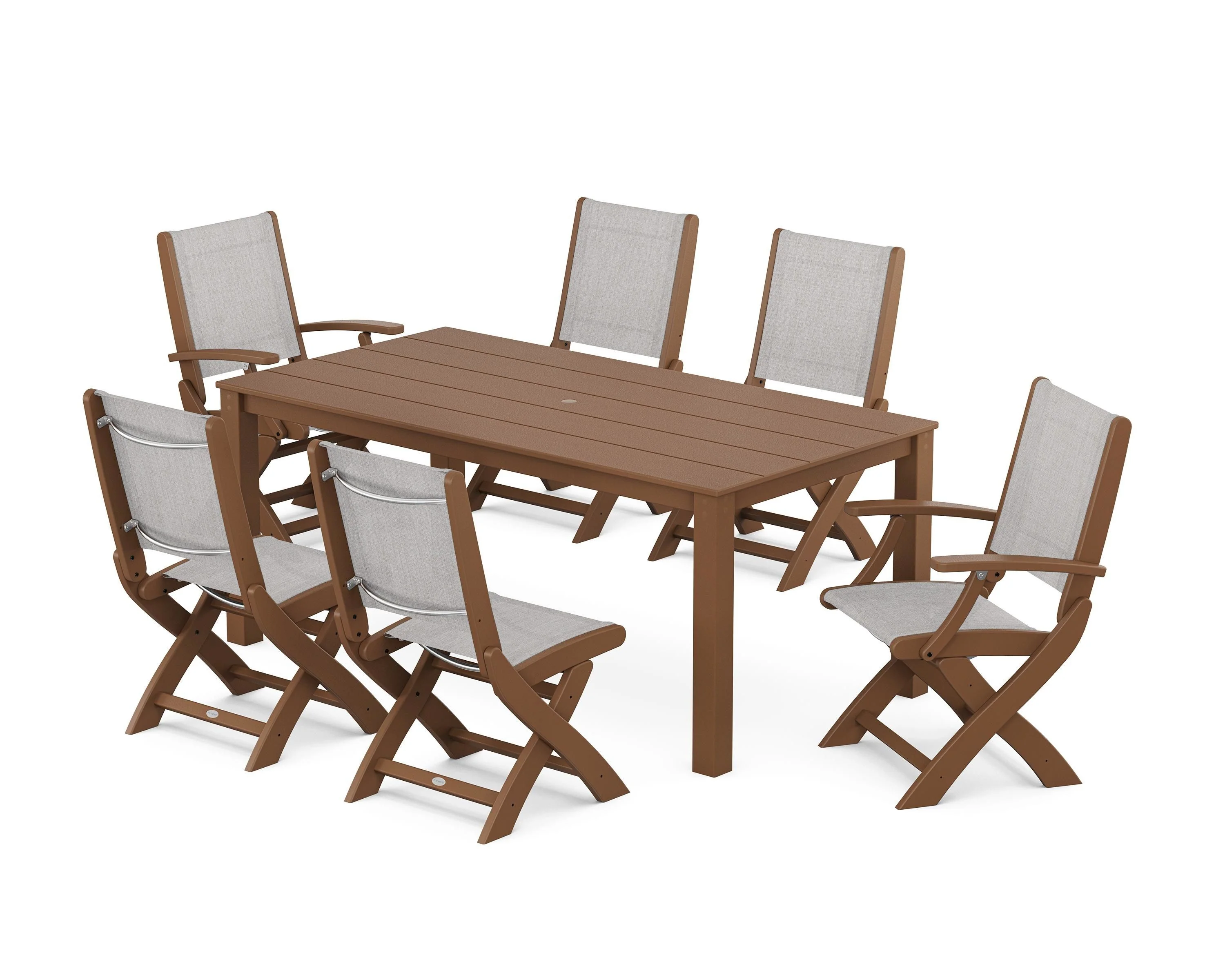 Coastal Folding Chair 7-Piece Parsons Dining Set - Image 41