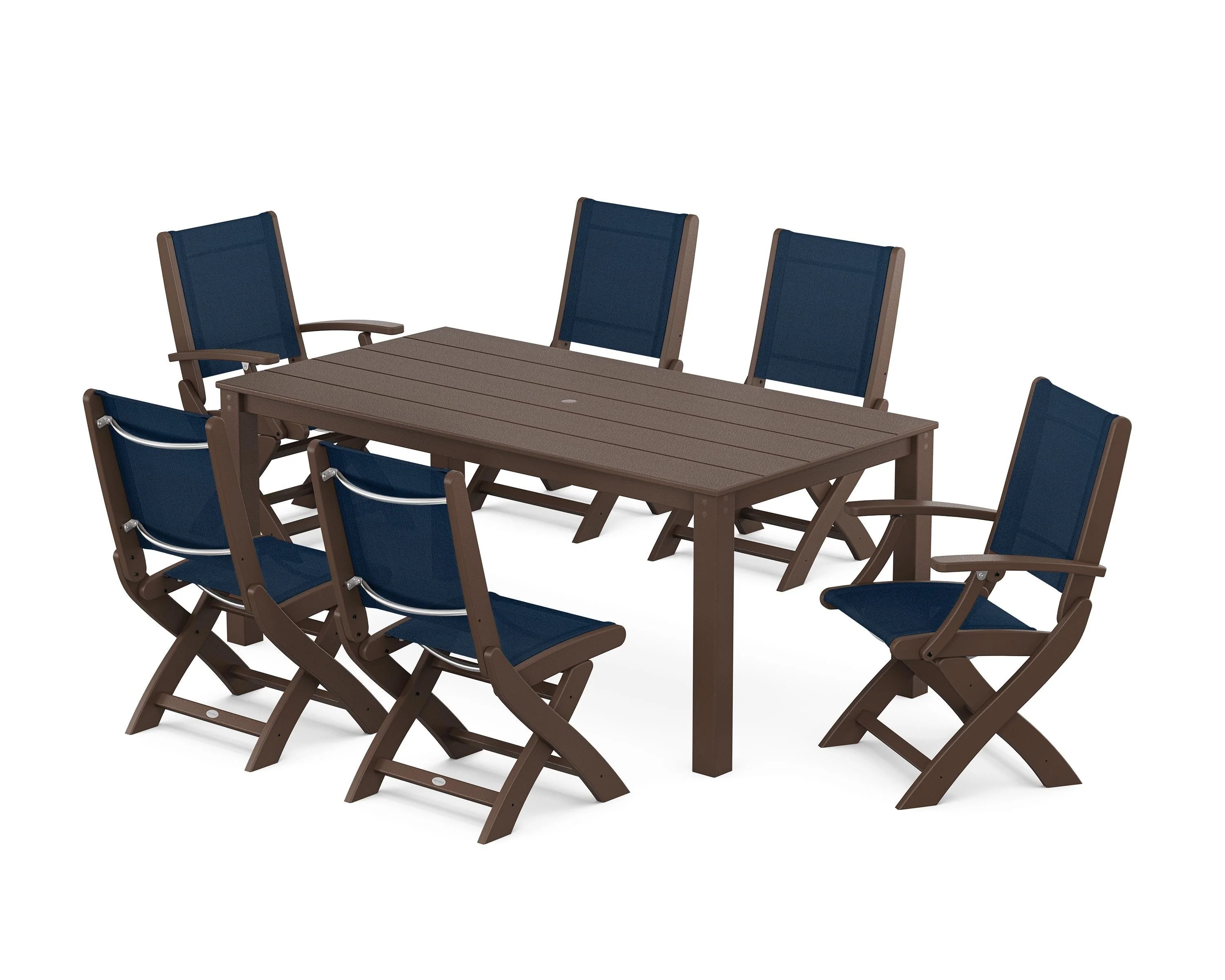 Coastal Folding Chair 7-Piece Parsons Dining Set - Image 45