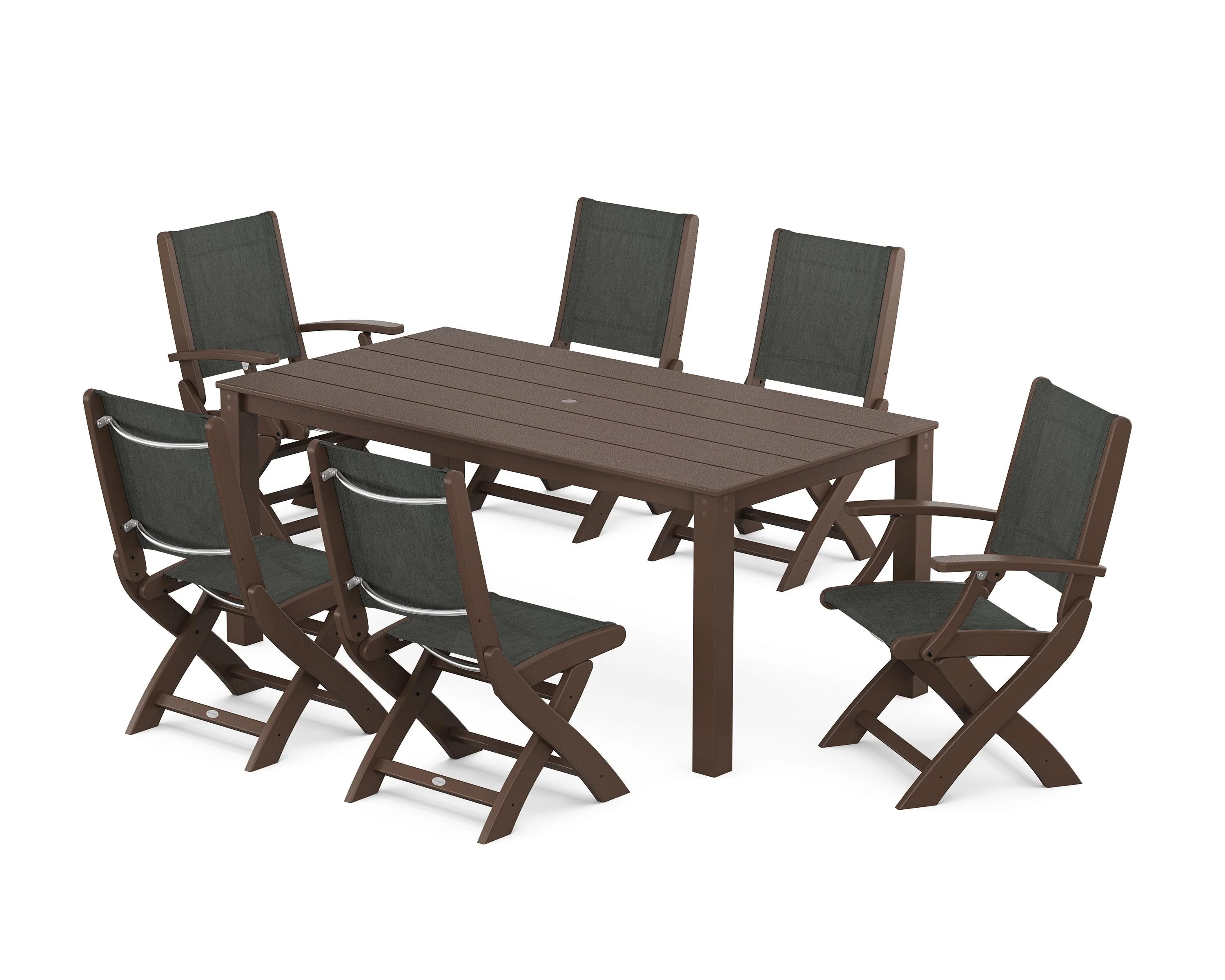 Coastal Folding Chair 7-Piece Parsons Dining Set - Image 46